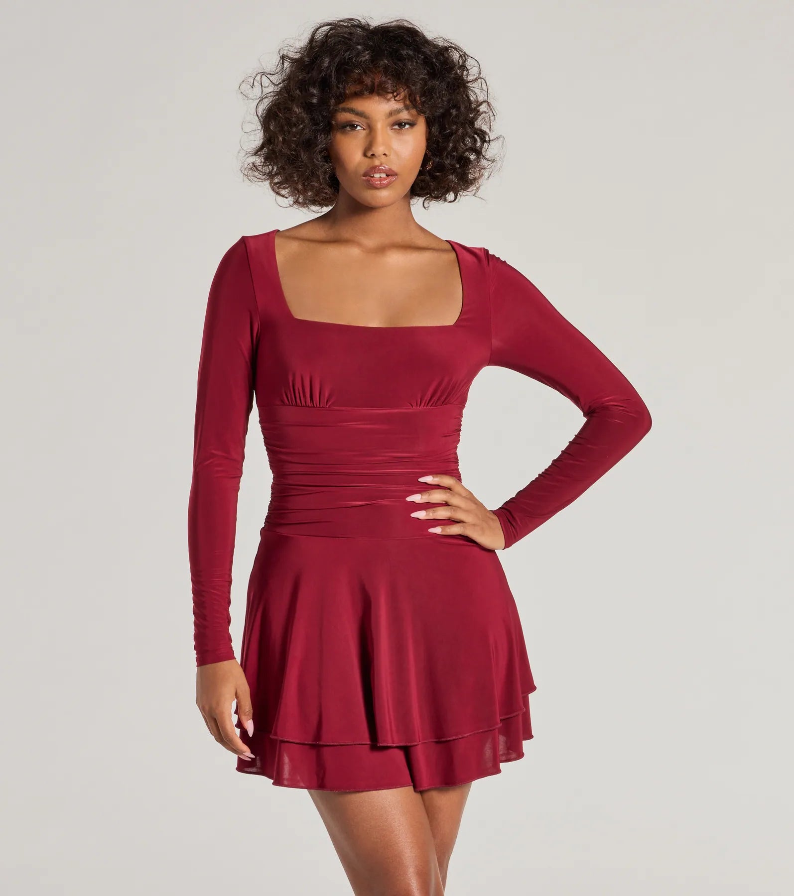 Ultimate Sweetheart Long Sleeve Drop Waist Skater Dress