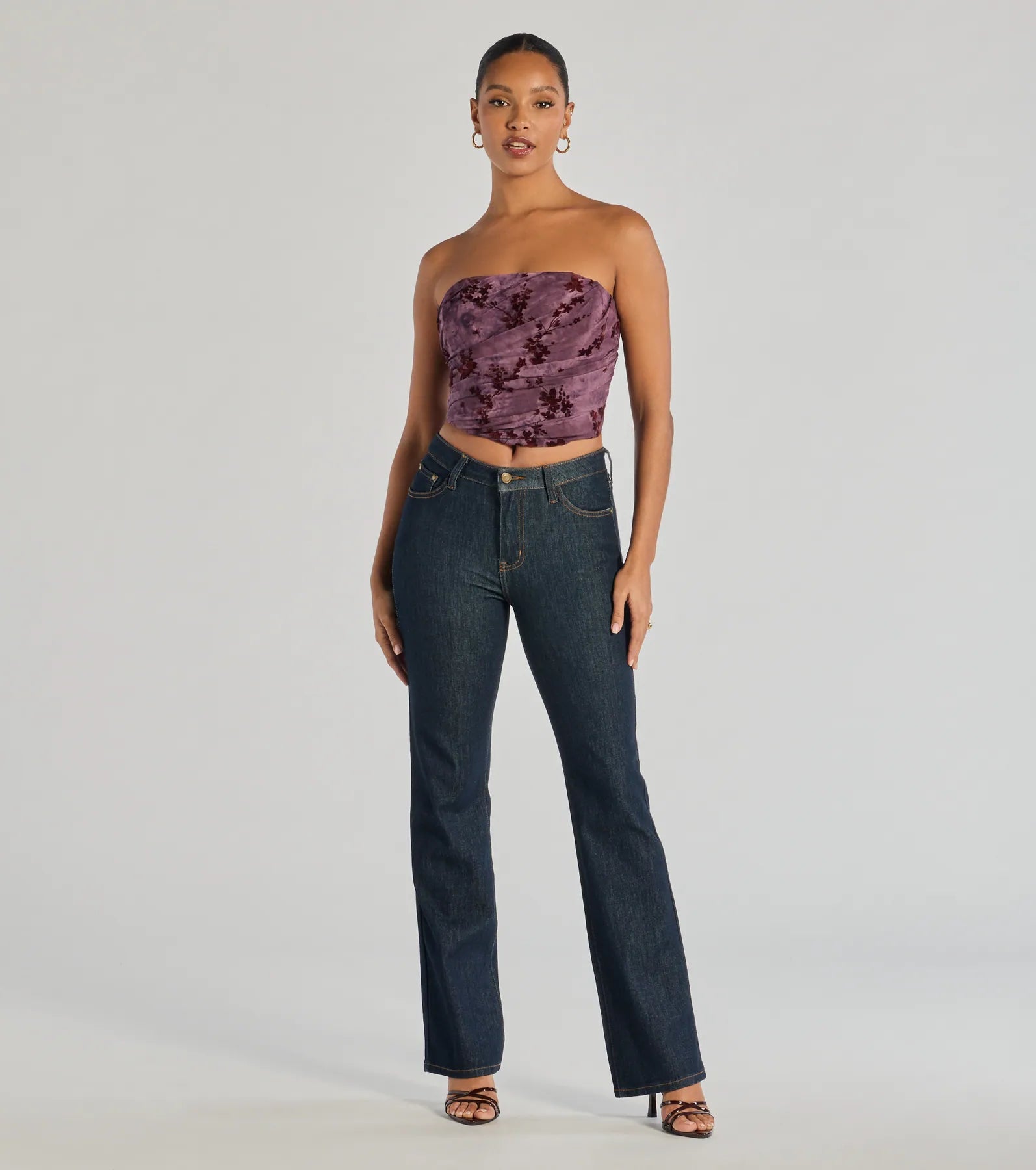 Premium Floral Ruched Corset Crop Top