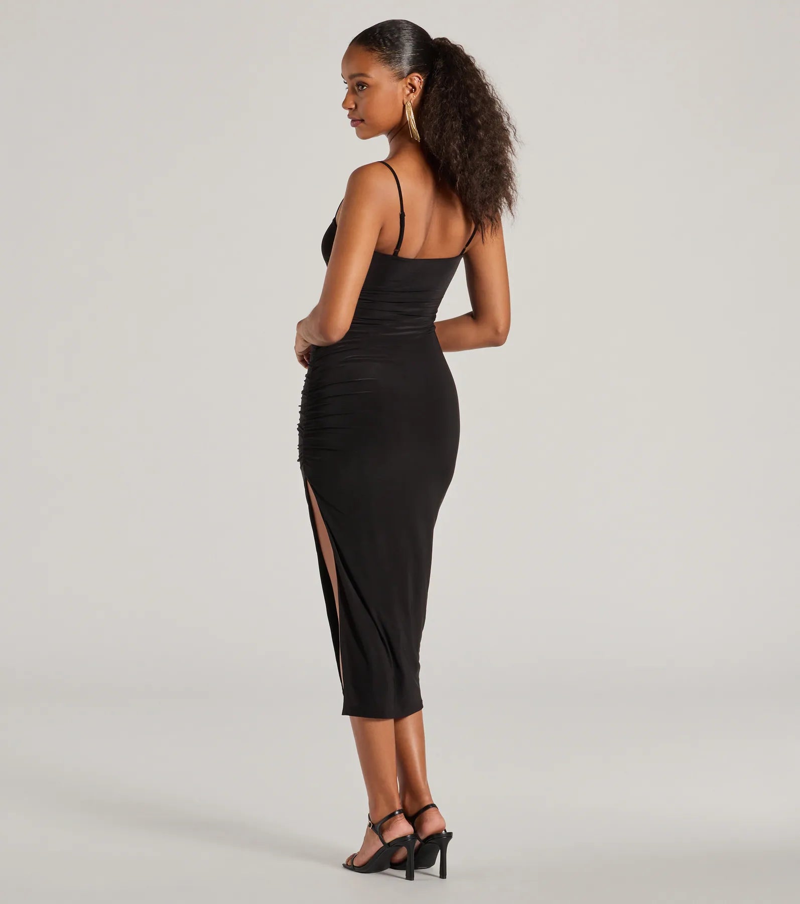 Ultimate Glam High Slit Bodycon Midi Dress