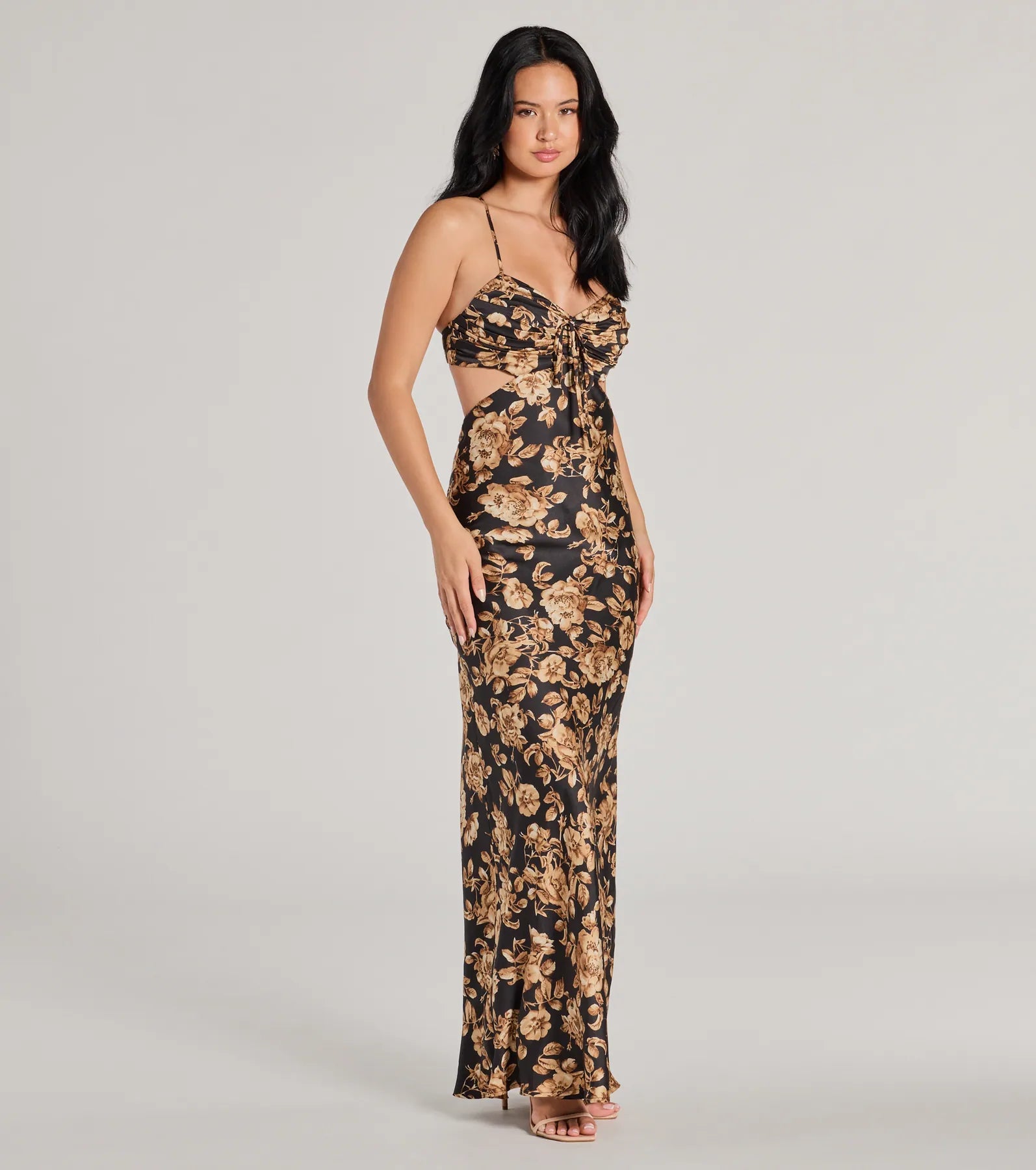 Premium Bloom Elegance Satin Maxi Dress