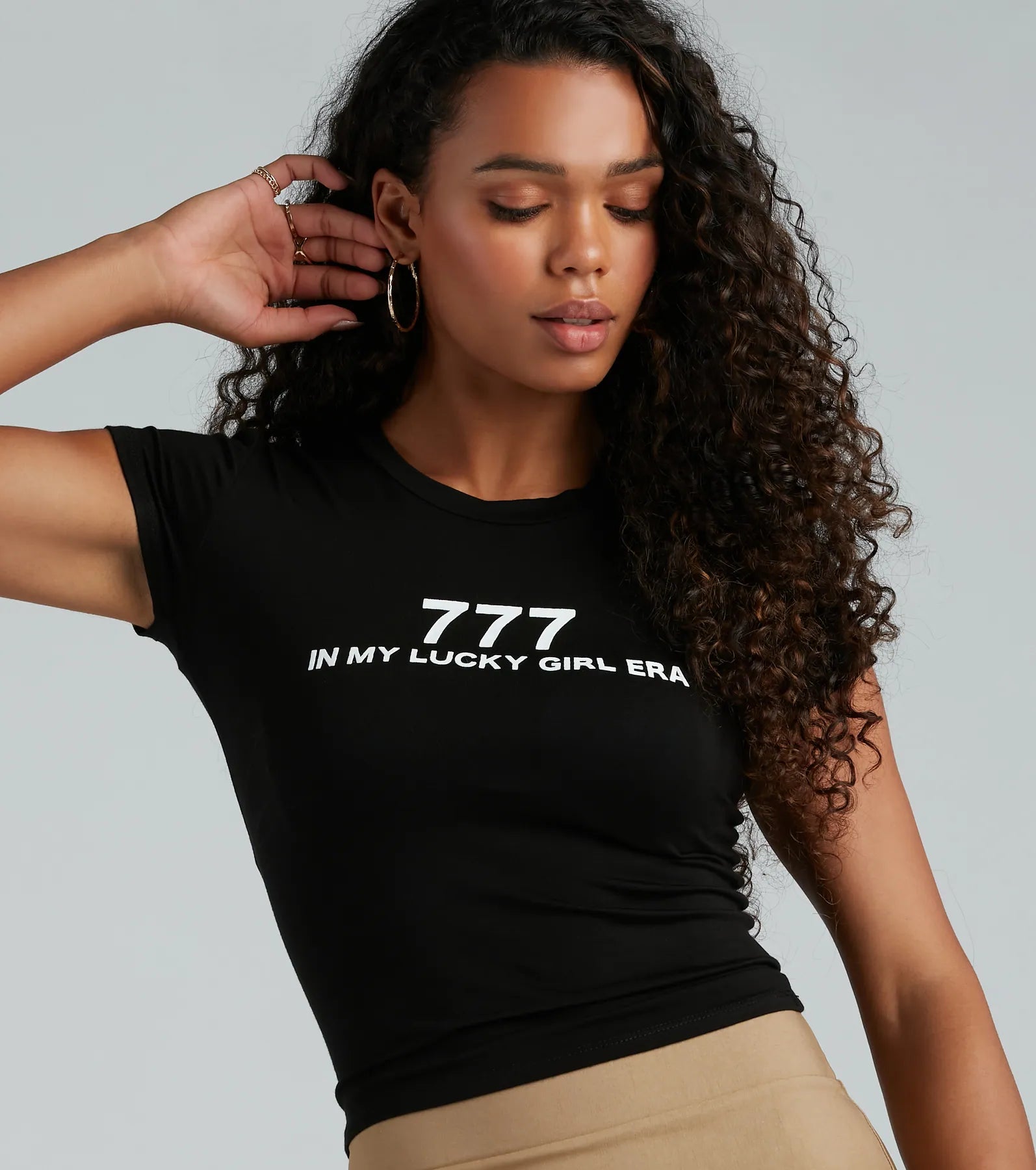 Ultimate Lucky Girl Era 777 Graphic Crop Tee - Premium Soft Jersey