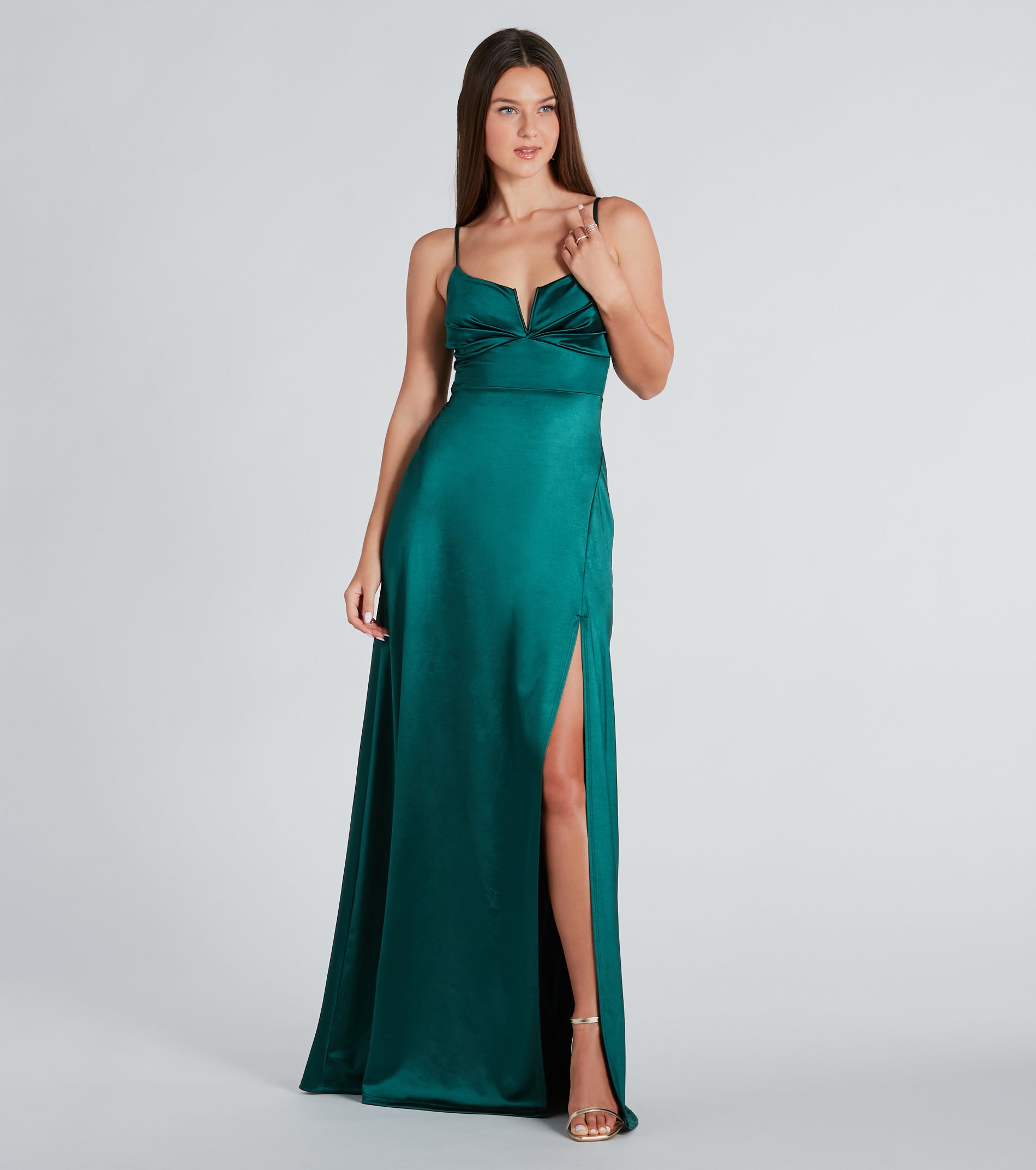 Premium Darla Satin A-Line Evening Gown