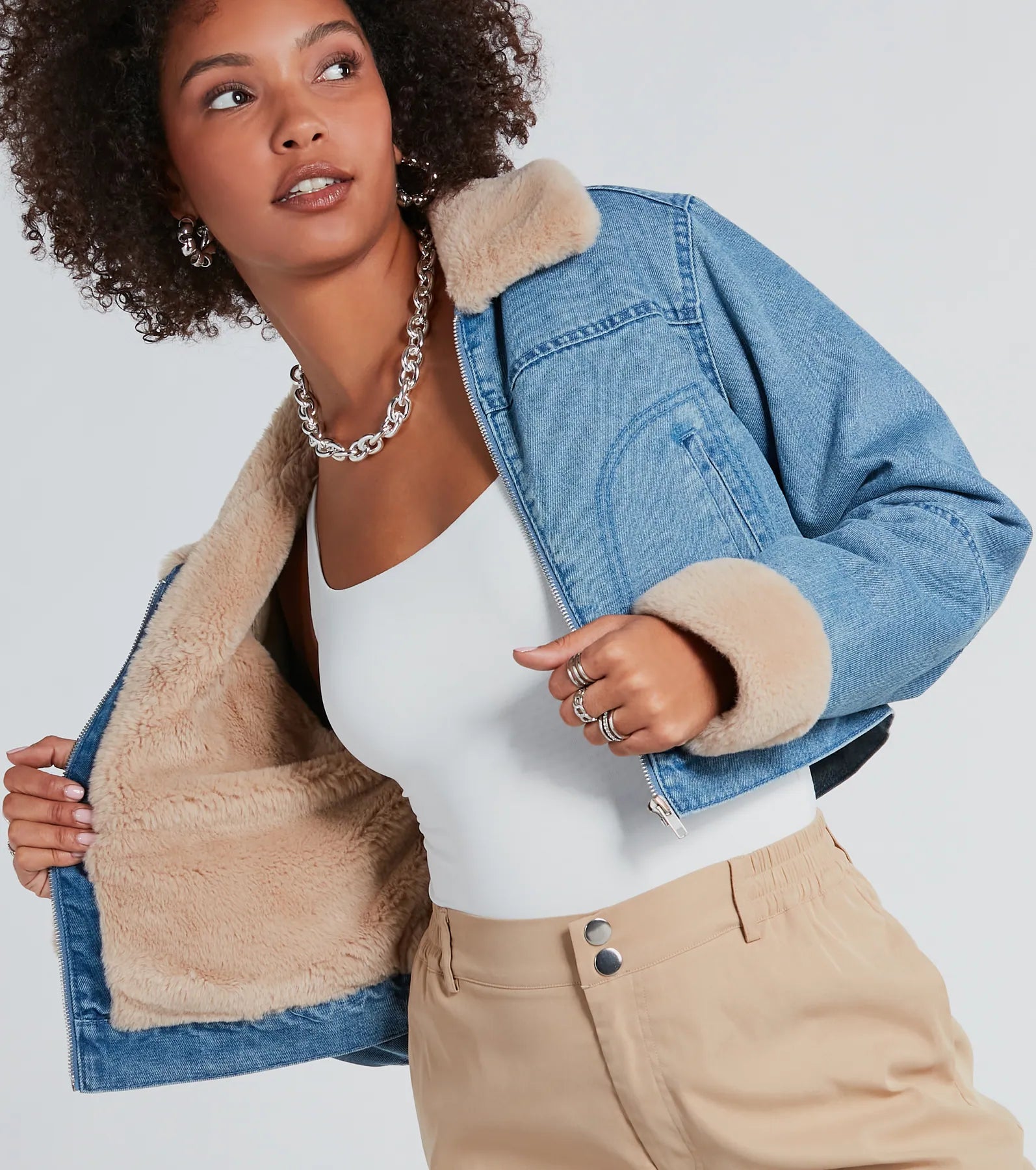 Premium Faux Fur-Lined Denim Jacket - Ultimate Winter Style