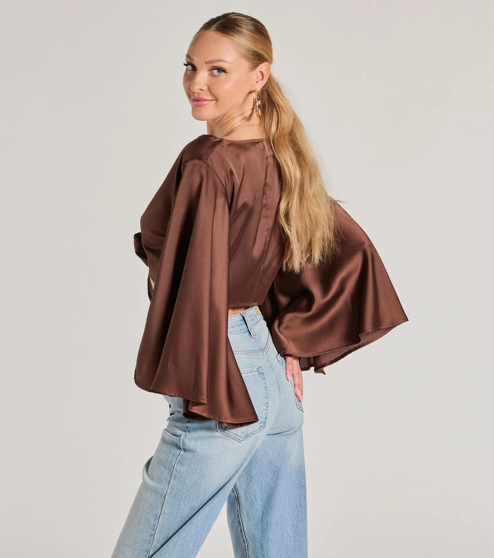 Premium Silky Satin Tie-Front Crop Top | Ultimate Layering Essential