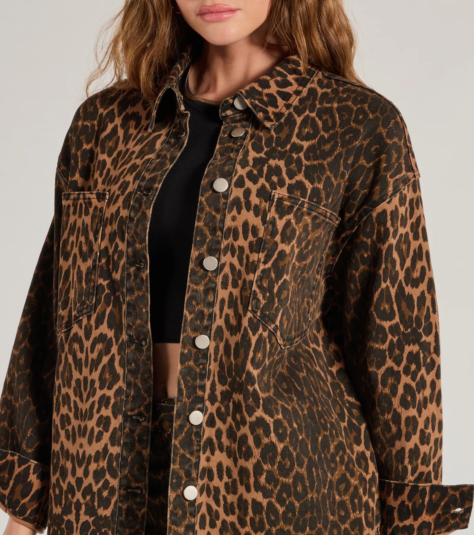 Ultimate Leopard Print Denim Shacket - Bold & Fierce Style