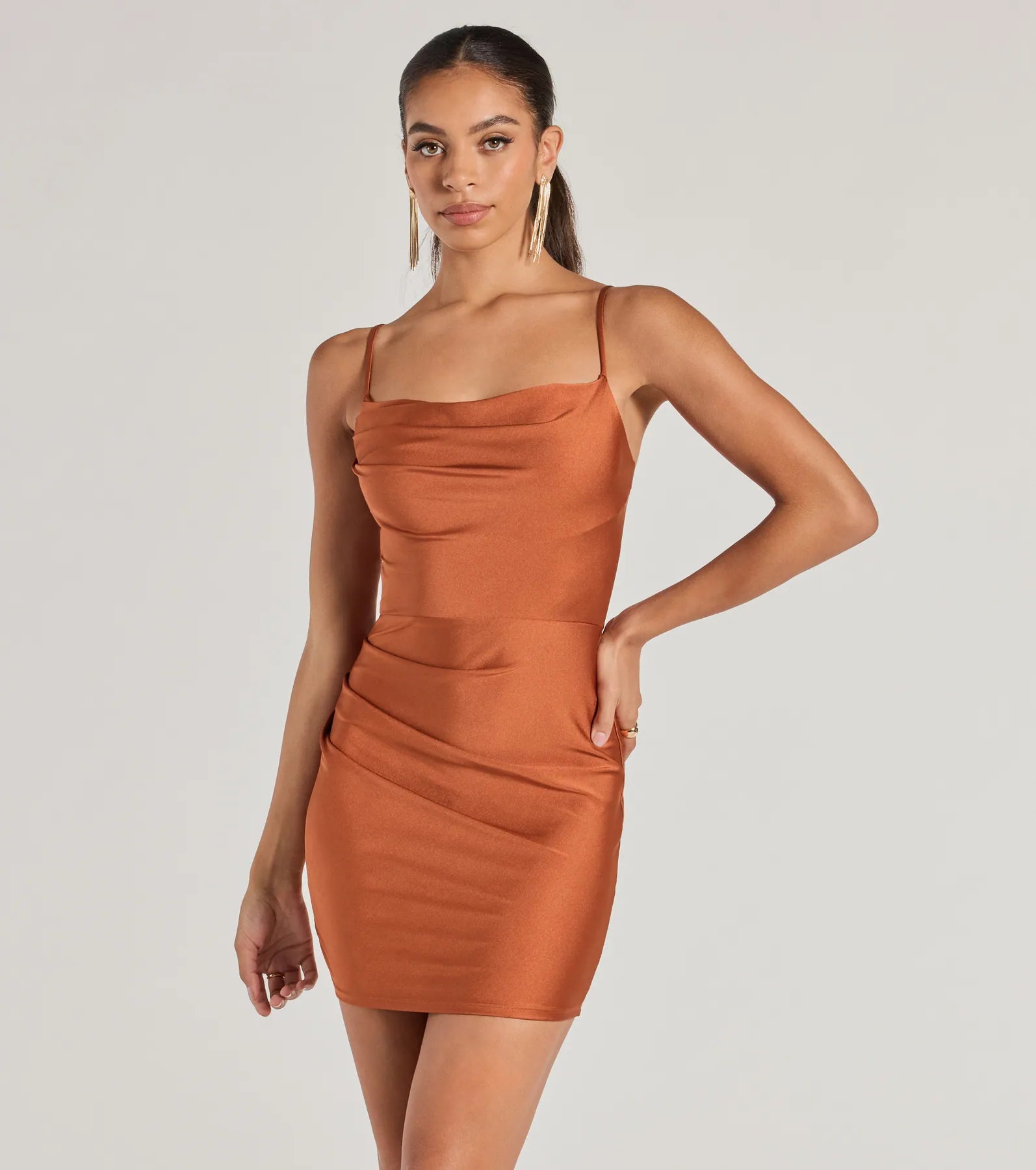 Ultimate Flawless Allure Cowl Neck Bodycon Mini Dress