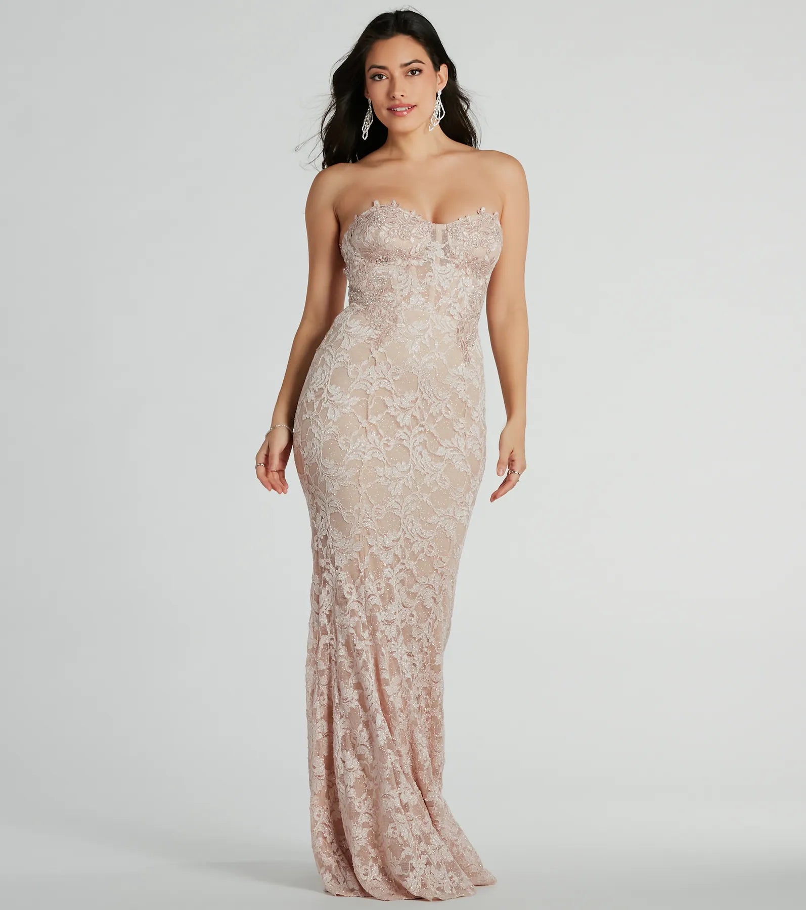 Ultimate Stefani Strapless Corset Lace Mermaid Gown