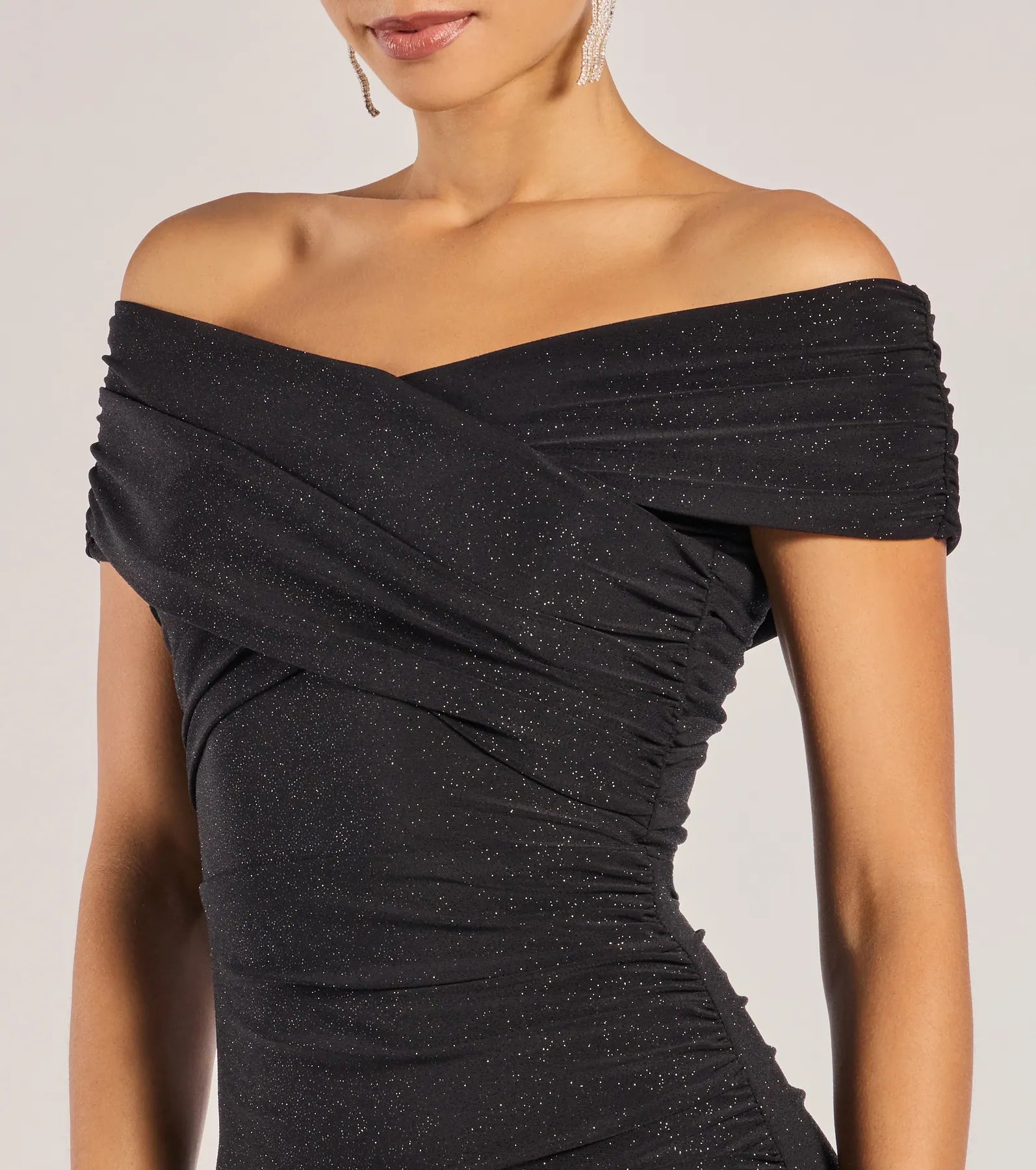 Premium Giada Glitter Knit Off-the-Shoulder Dress