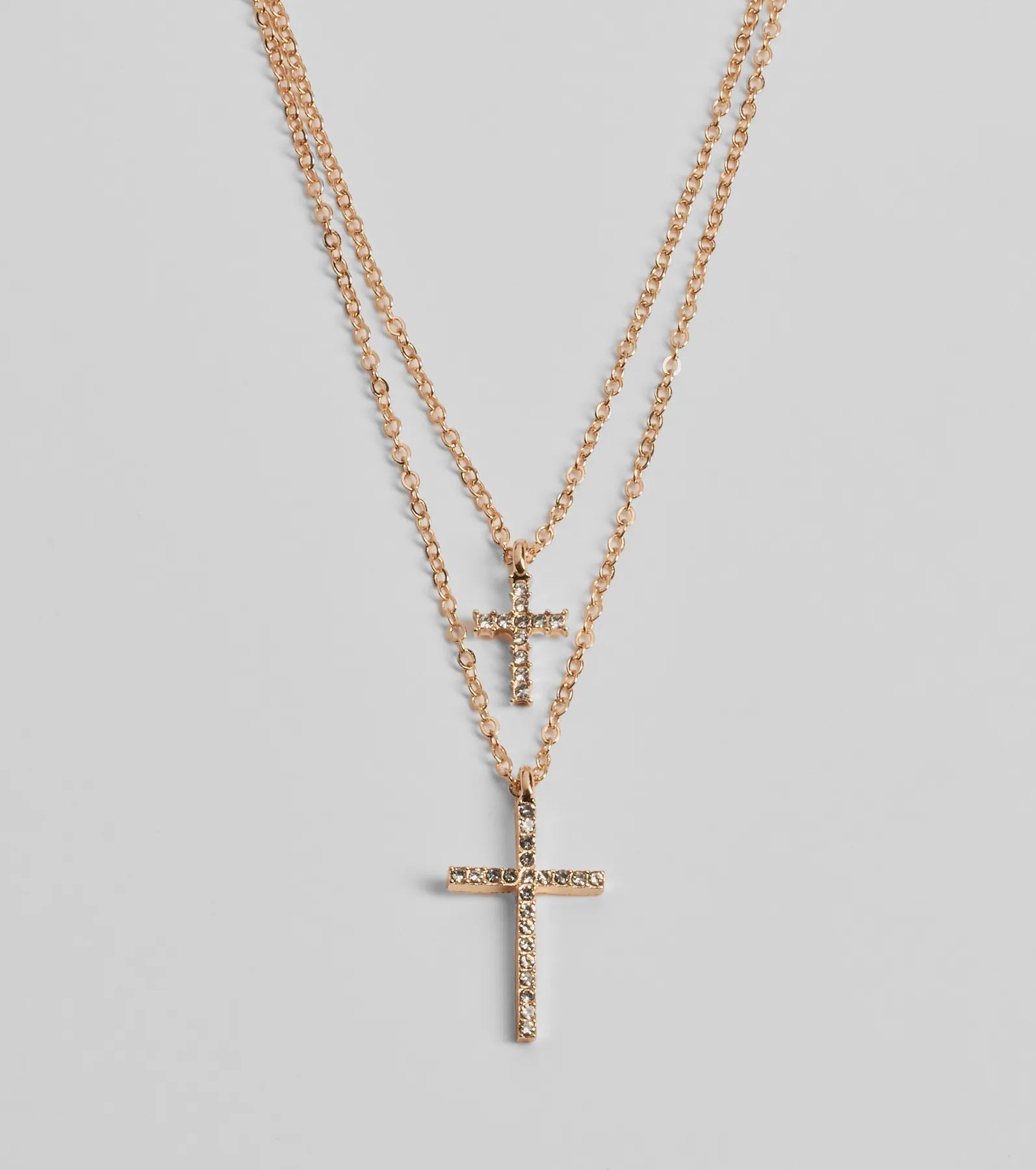 Premium Rhinestone Cross Charm Layered Necklace - Ultimate Style Upgrade