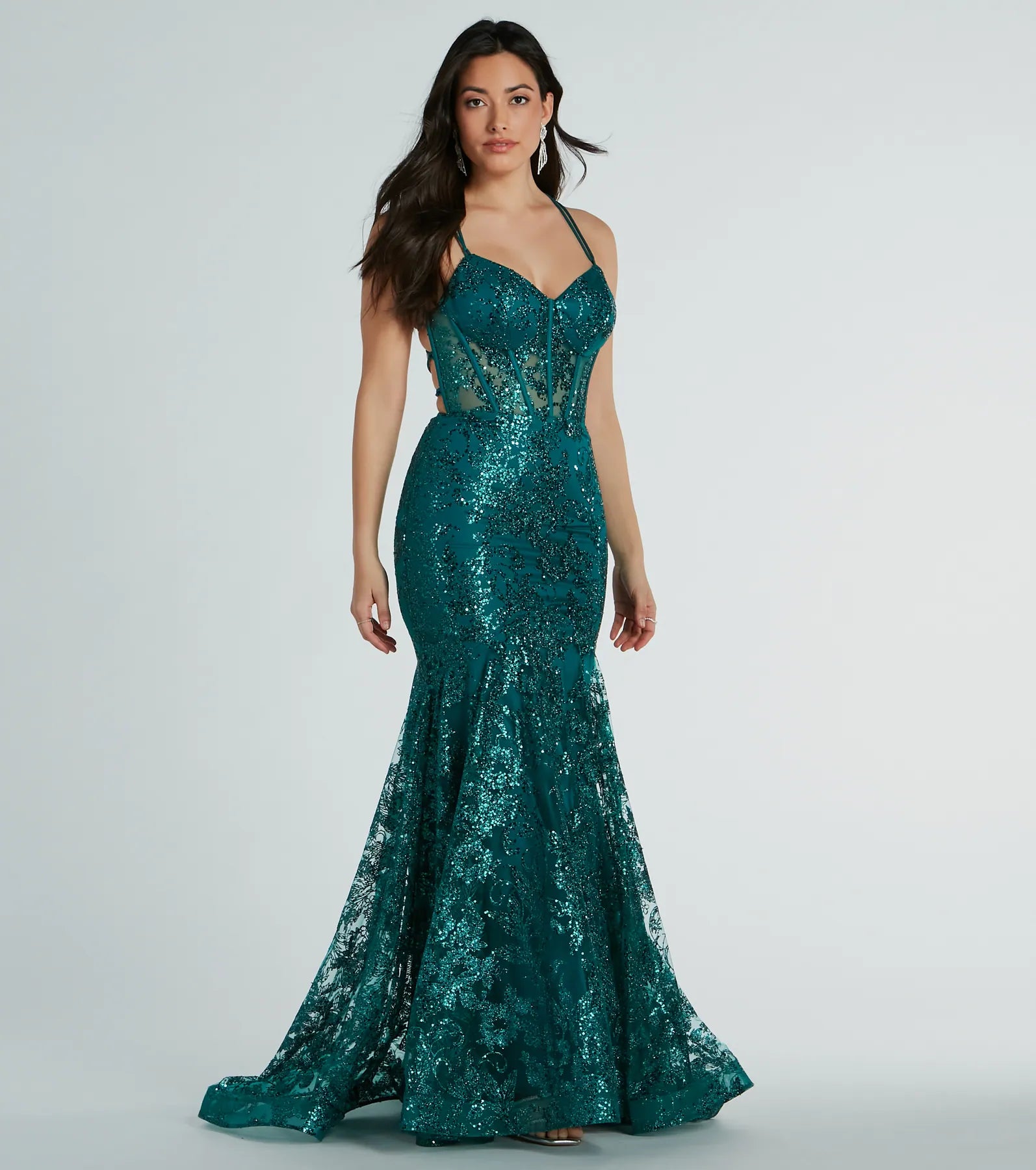 Ultimate Glamour: Amal Bustier Lace-Up Mermaid Sequin Gown