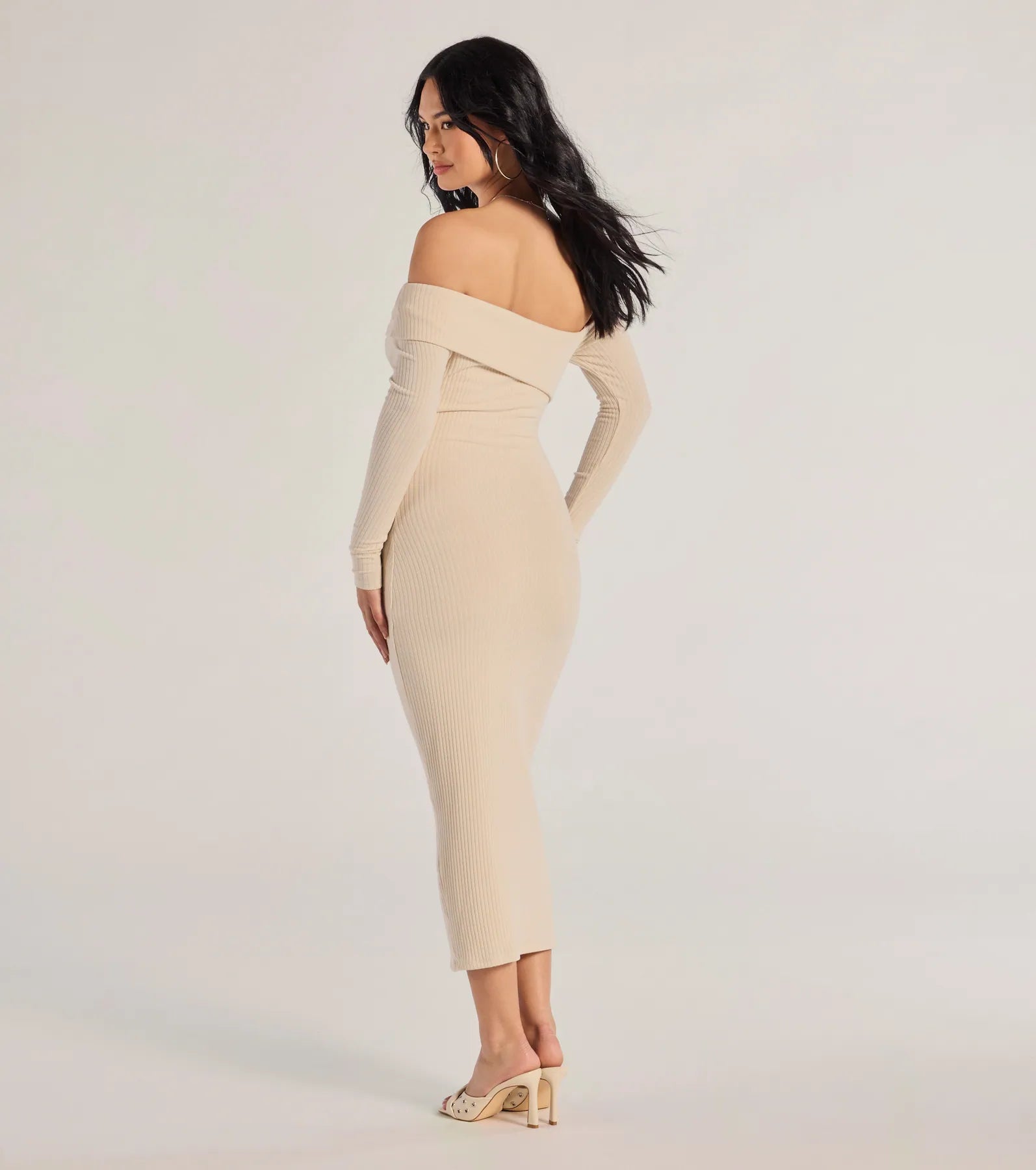 Ultimate Sharp Lines Asymmetrical Long Sleeve Midi Dress