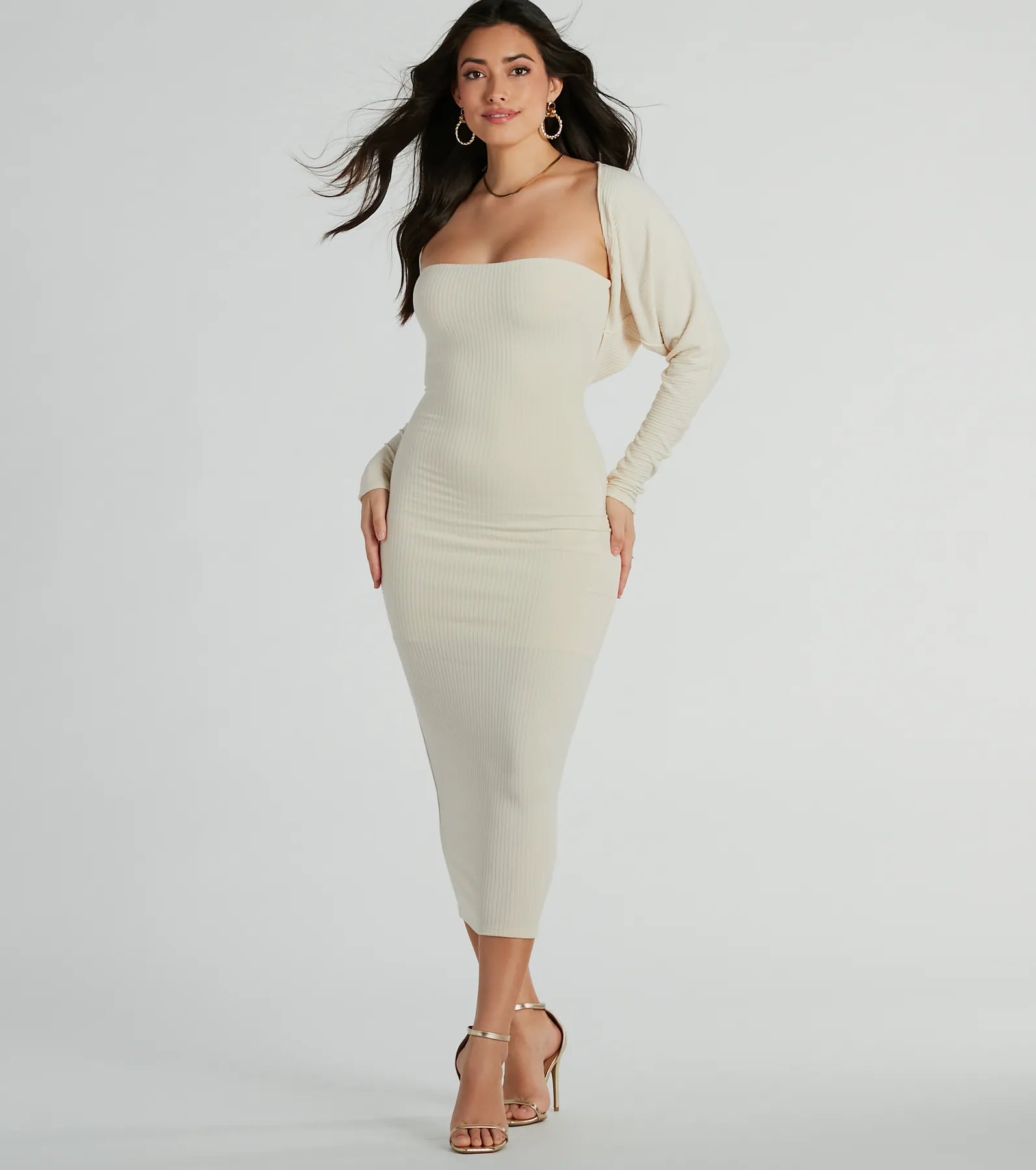 Ultimate Rib Knit Strapless Midi Dress - She's The Main Collection