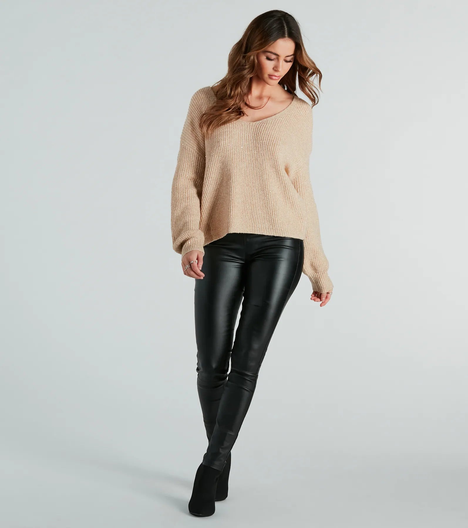 Ultimate Cozy Knit Sweater with Metallic Knot Back