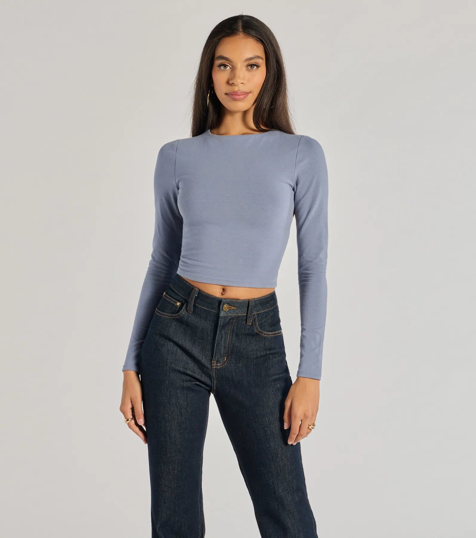 Premium Elevated Staple Open Back Long Sleeve Top