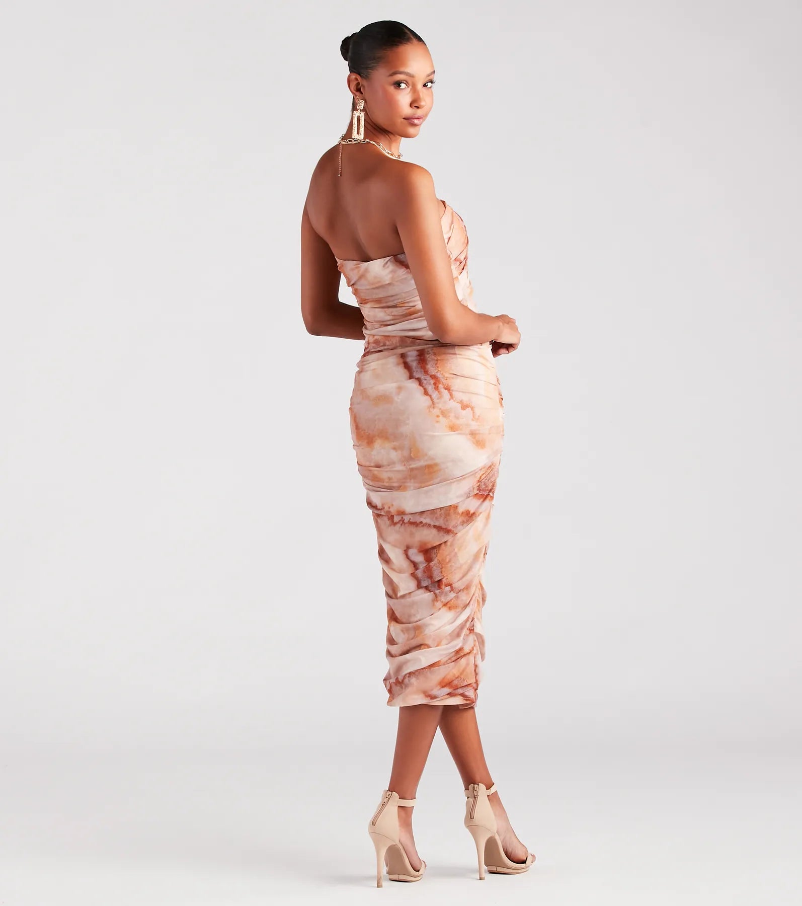 Ultimate Strapless Abstract Midi Dress - Premium Style