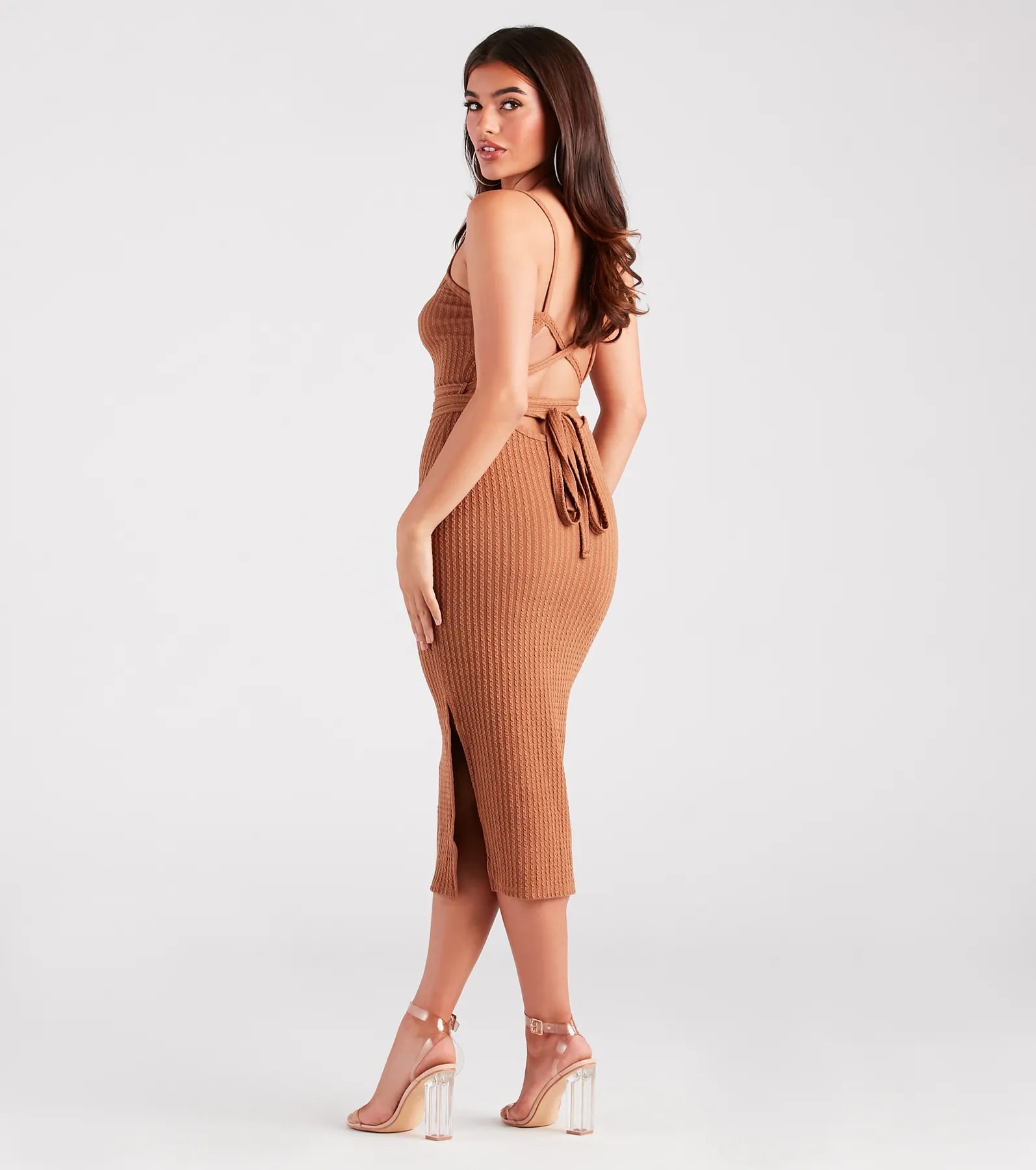 Ultimate Trendsetter Cable Knit Lace-Up Dress