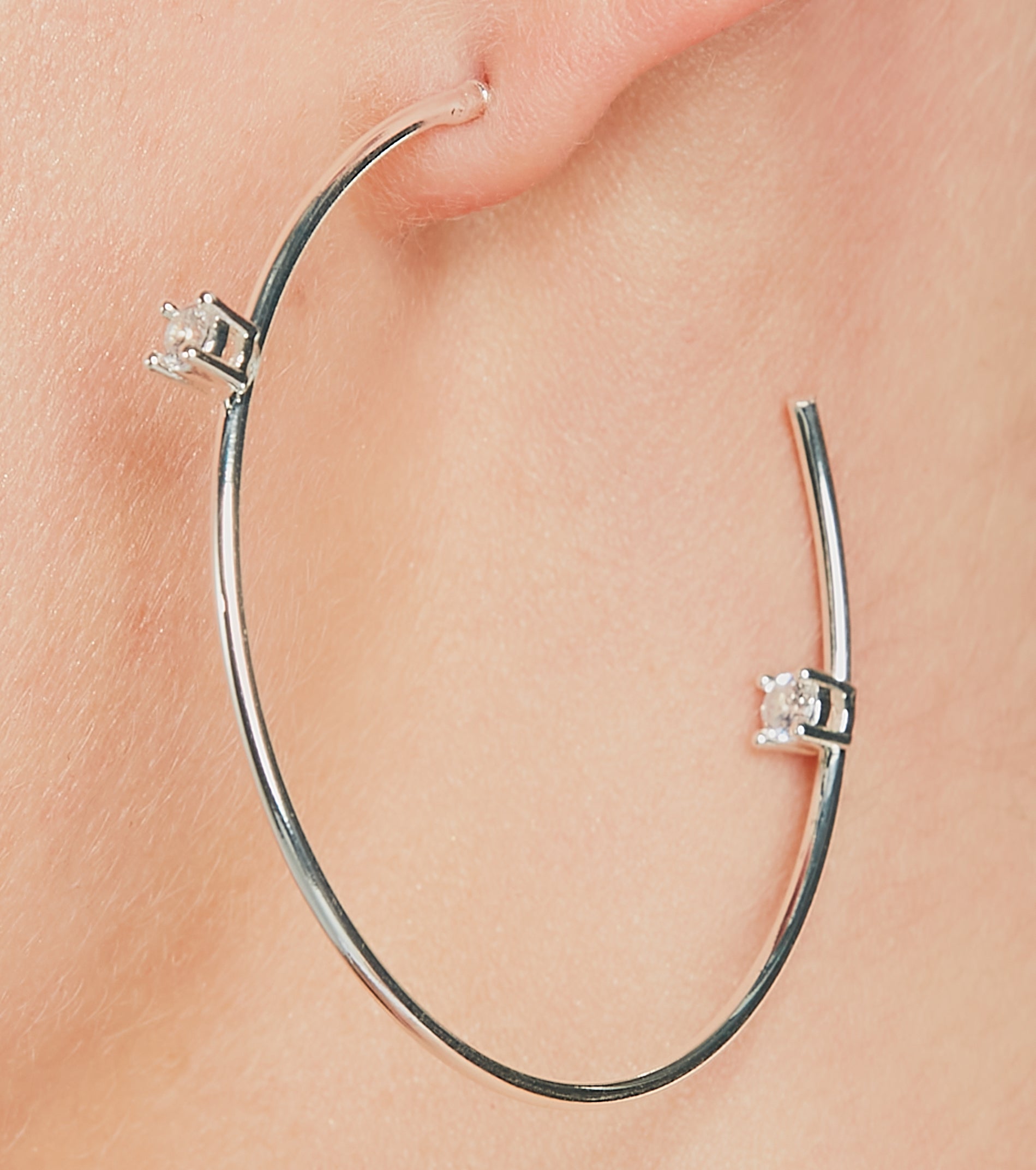 Premium Luxe Allure Sterling Silver Hoop Earrings with Cubic Zirconia