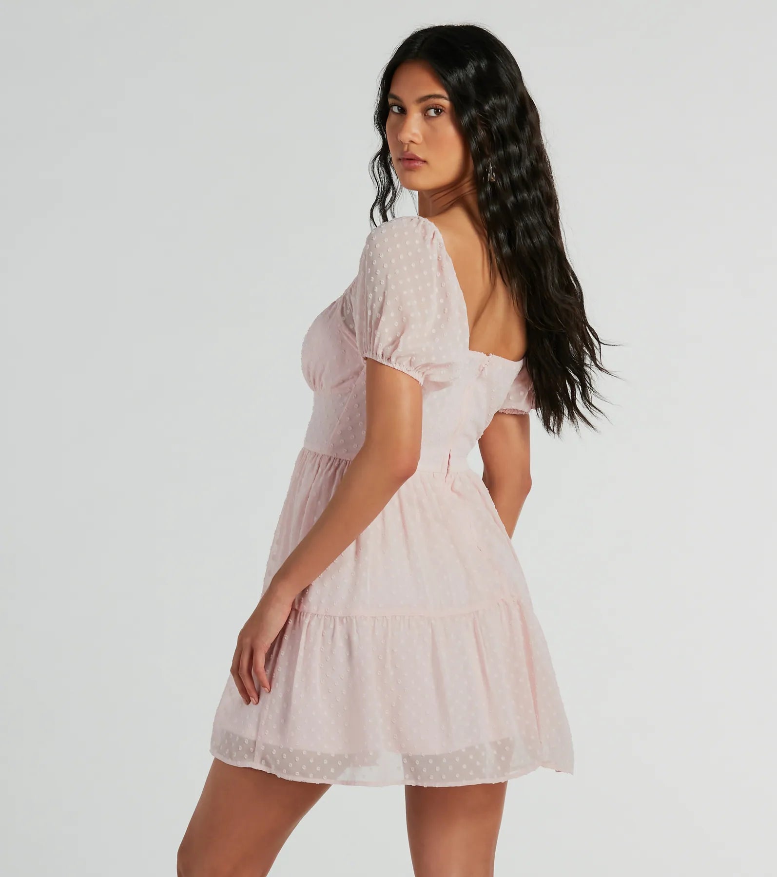 Ultimate Whimsical Appeal Puff Sleeve Chiffon Skater Dress