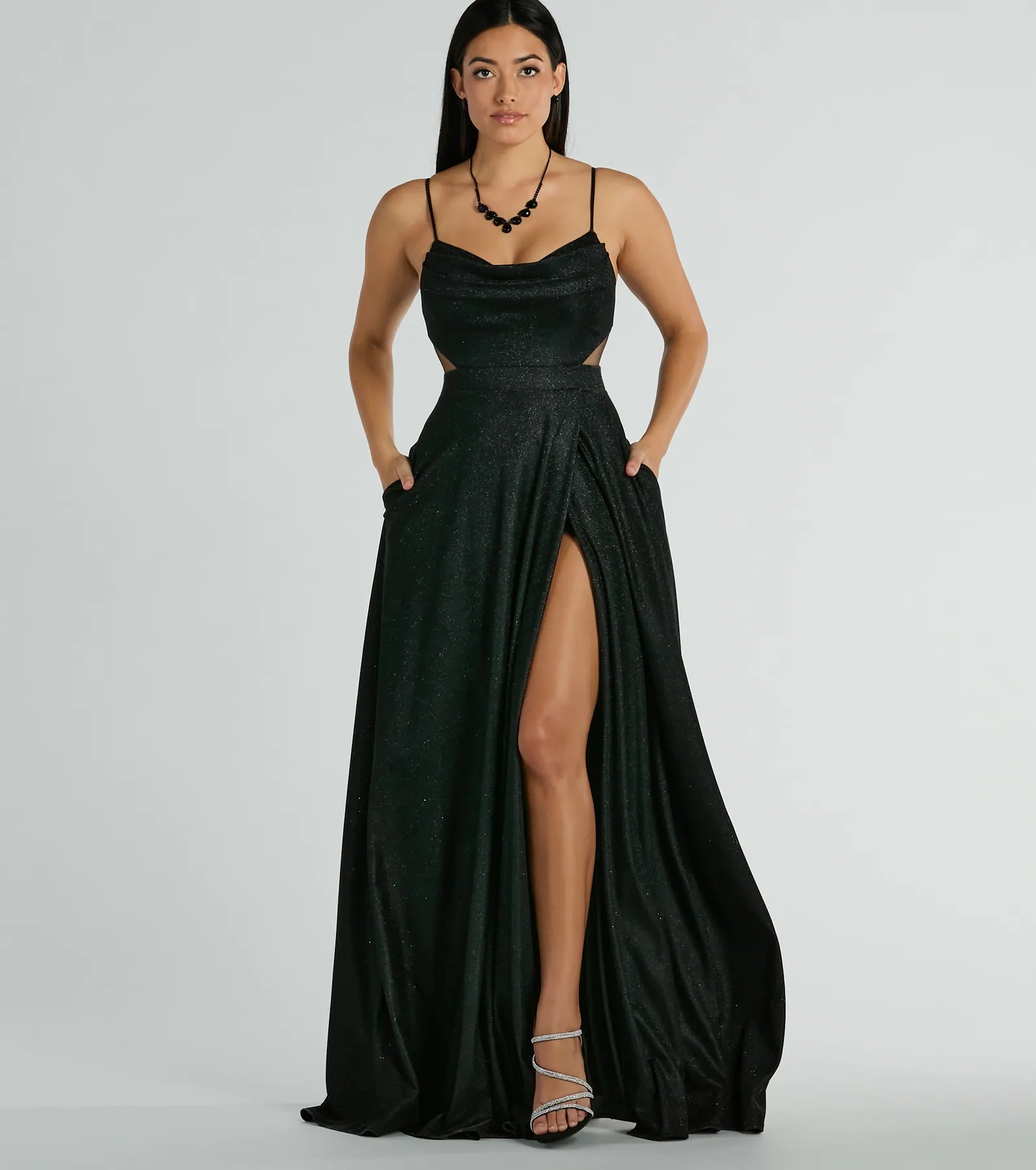 Premium Emmeline Glitter Woven A-Line Formal Dress - Ultimate Elegance