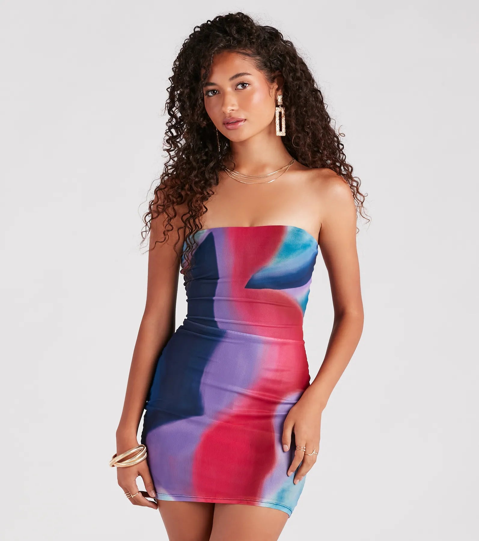 Ultimate Colorful Abstract Strapless Mini Dress