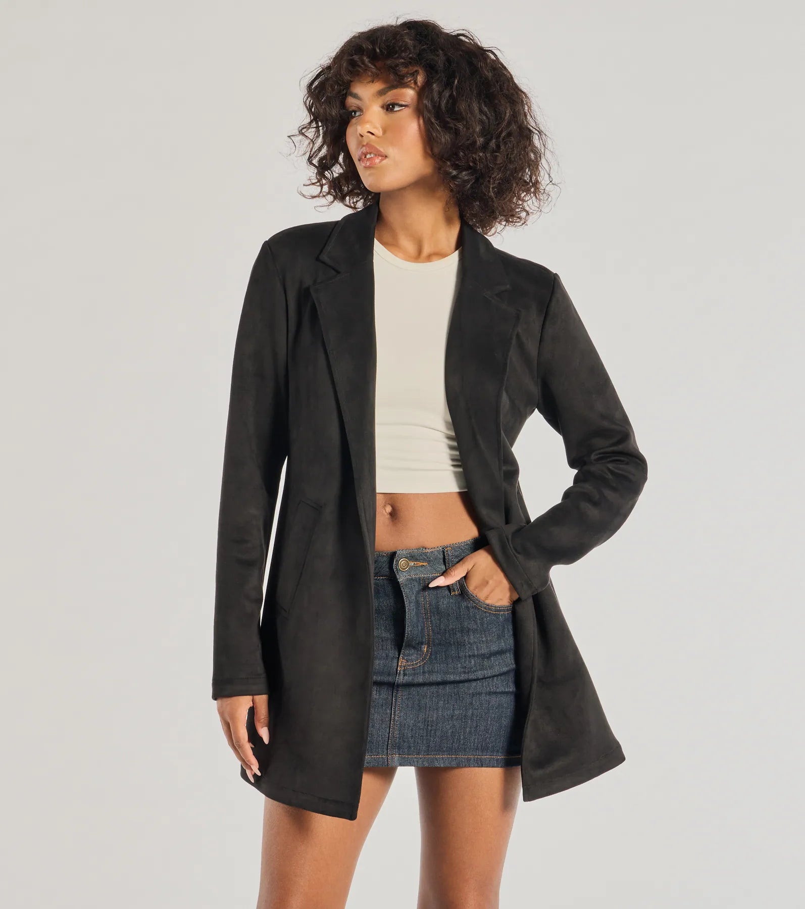 Premium Faux Suede Long Blazer - Ultimate Style Upgrade