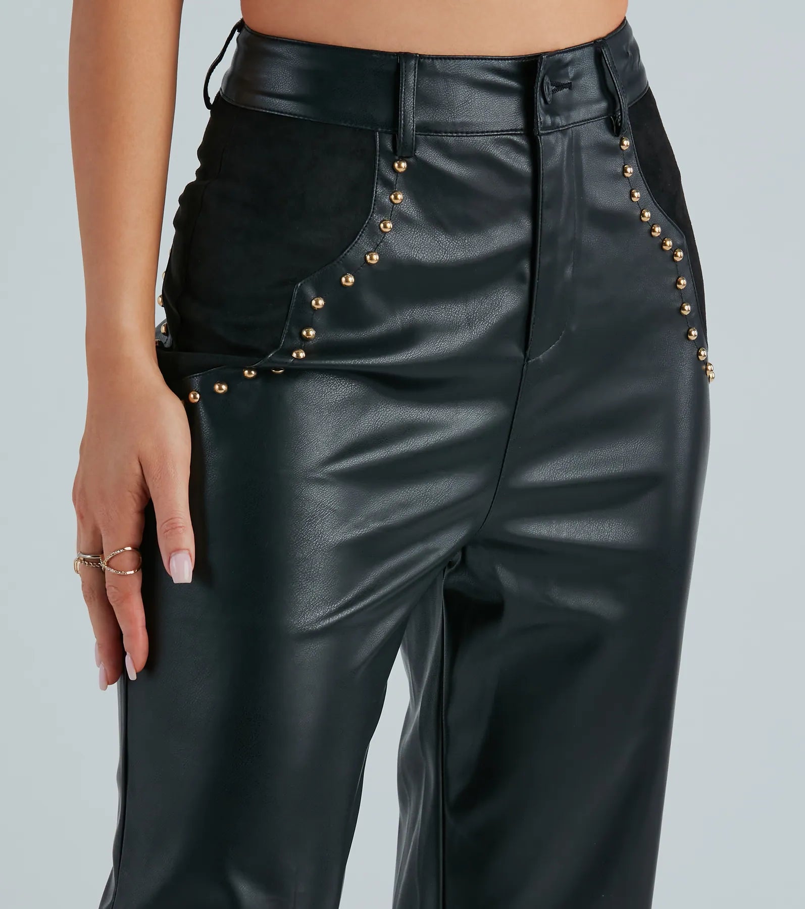 Premium Western Flair Studded Faux Leather Pants