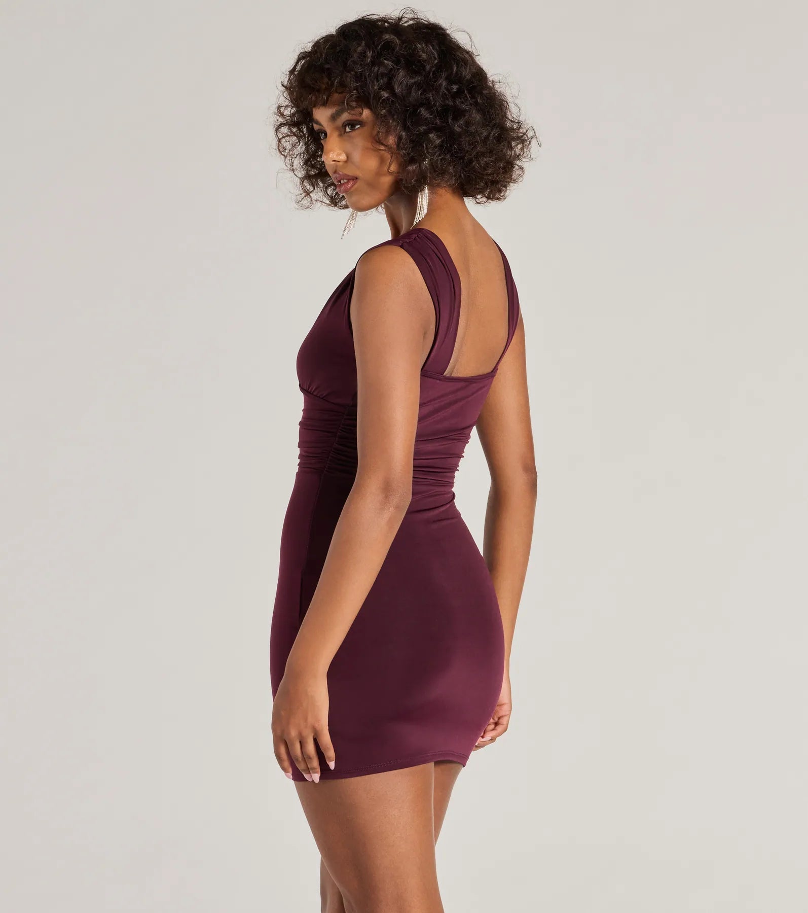 Ultimate Sultry Look Plunge Bodycon Mini Dress