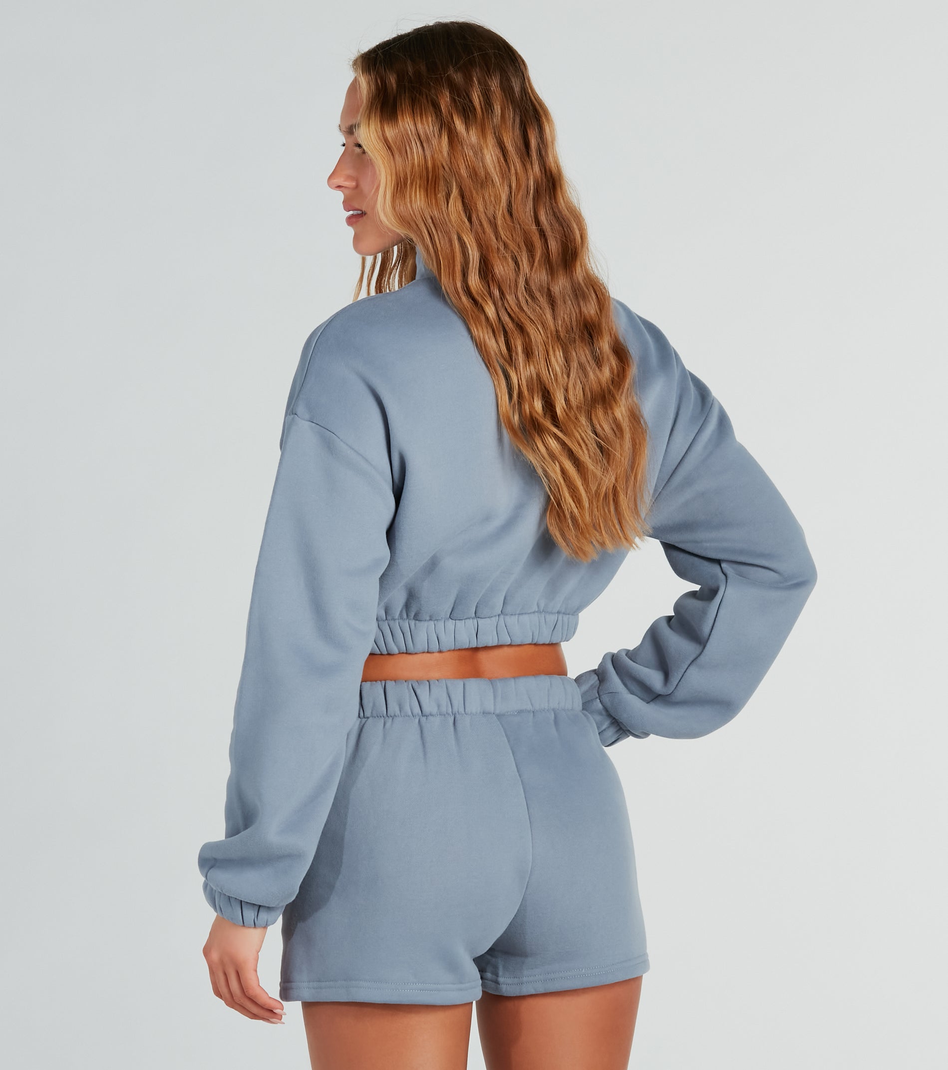 Premium Weekend Loading Half-Zip Fleece Crop Sweatshirt