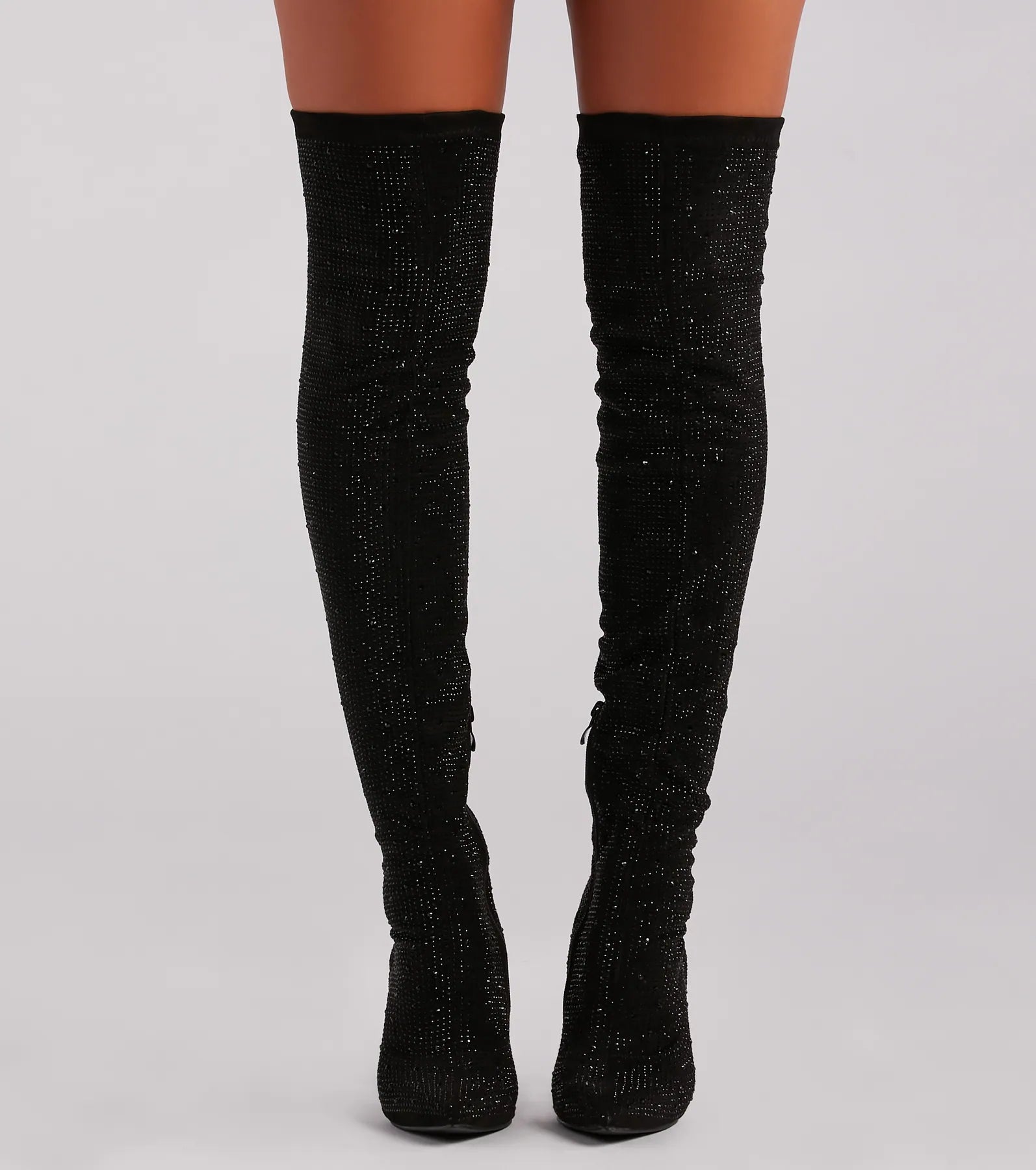 Ultimate Sultry Voltage Rhinestone Over-The-Knee Boots