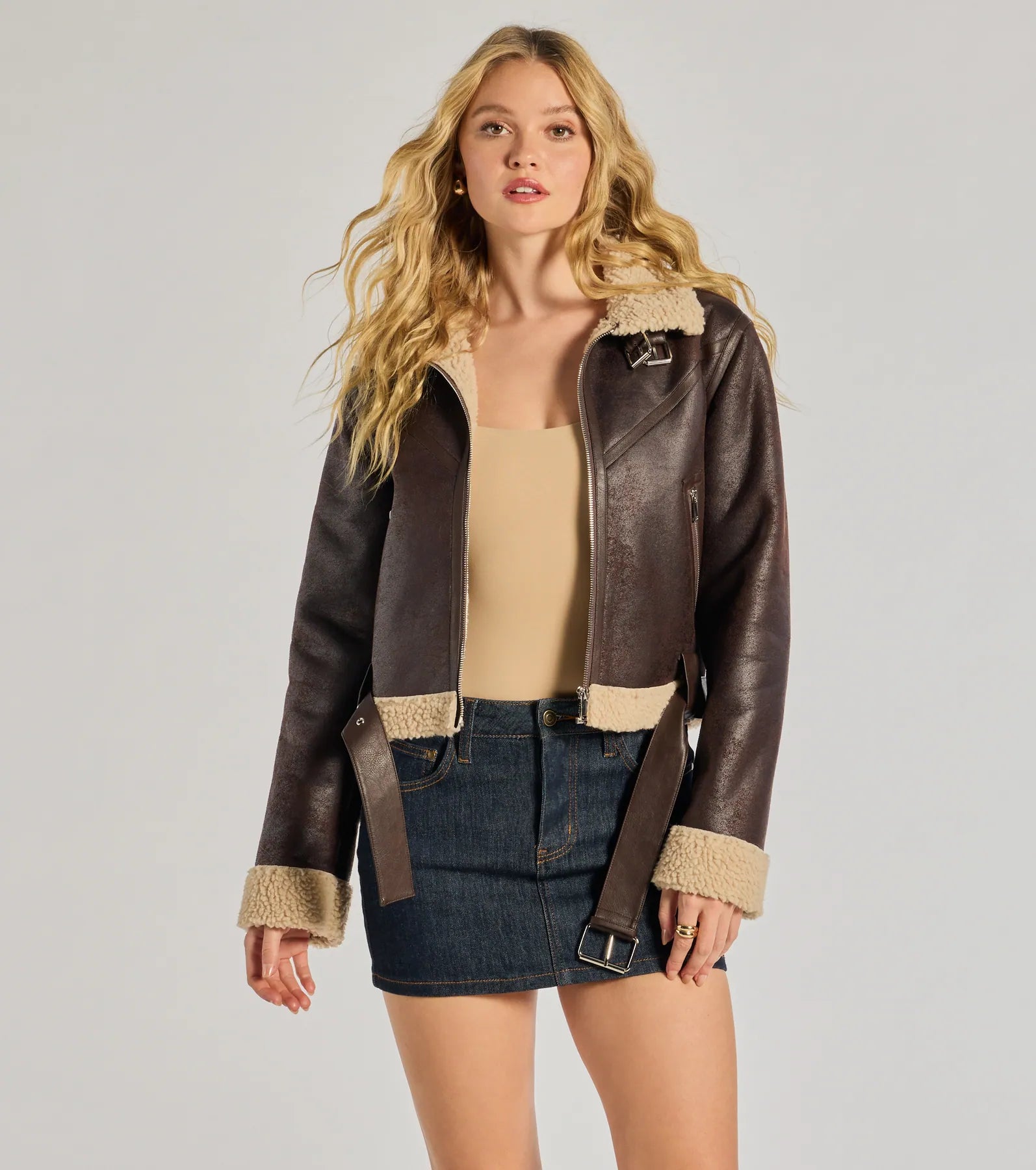 Premium Cozy Shearling Trim Moto Jacket - Ultimate Style & Comfort