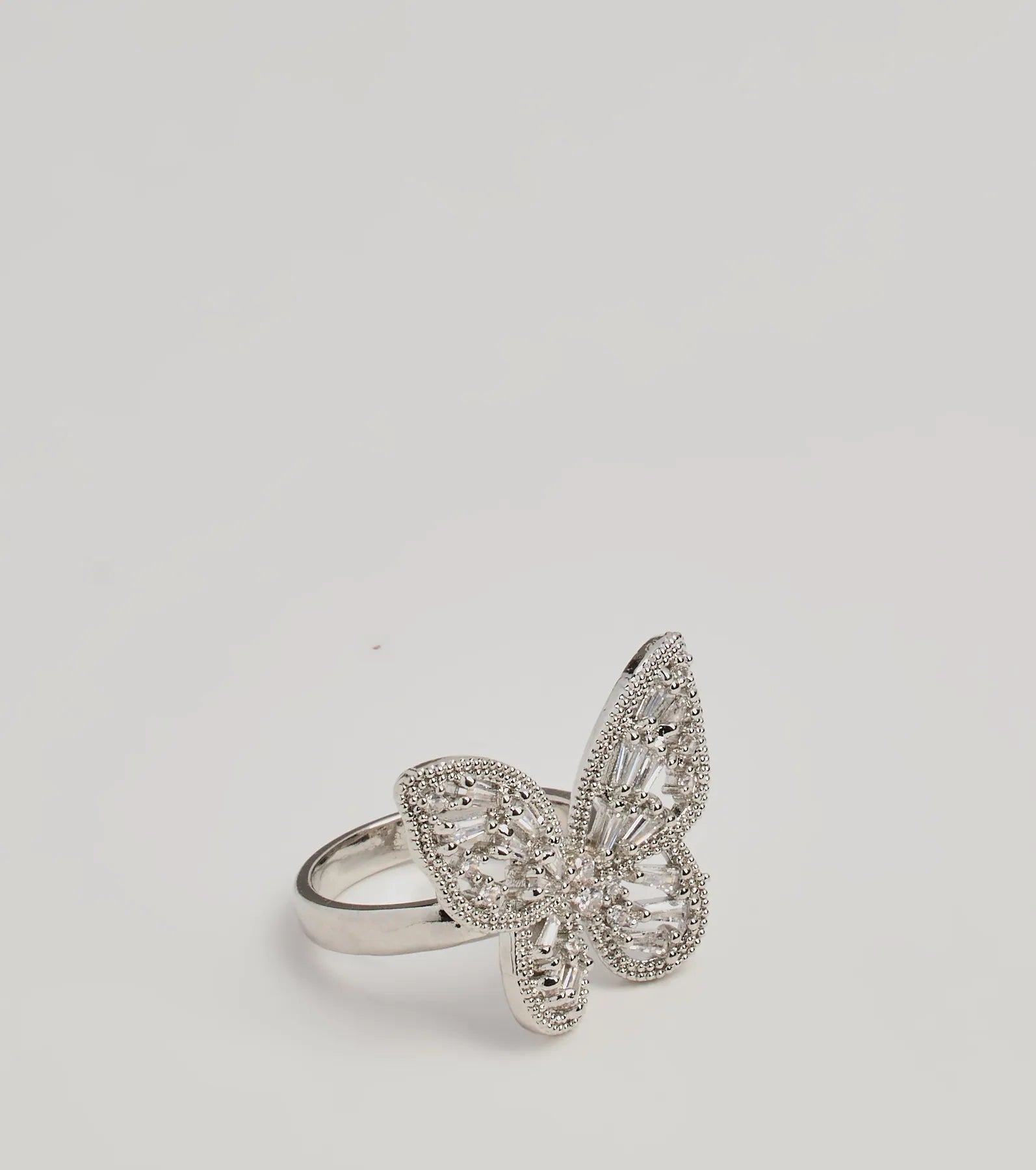 Premium Cubic Zirconia Butterfly Statement Ring - Elegant & Eye-Catching