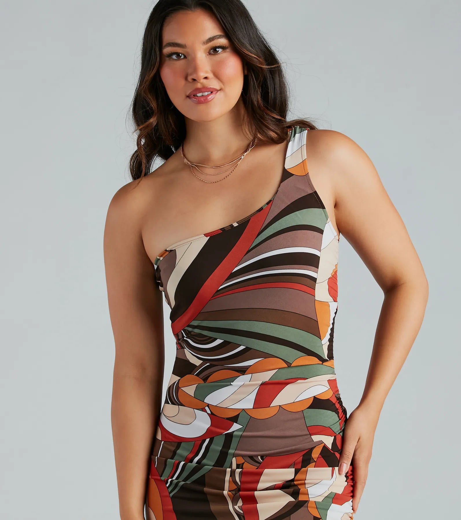 Ultimate Artsy Dreamer One Shoulder Abstract Maxi Dress