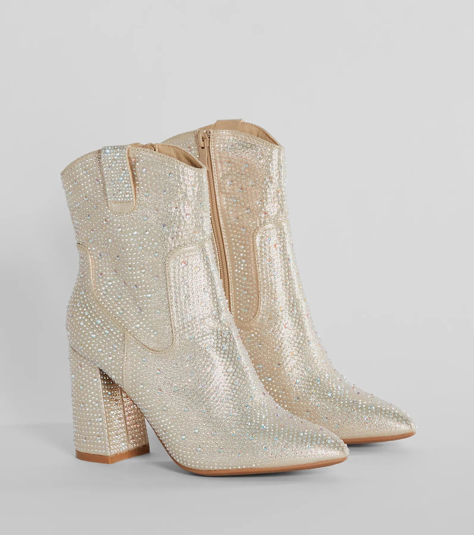 Ultimate Shimmer Rhinestone Western Booties - Premium Metallic Design