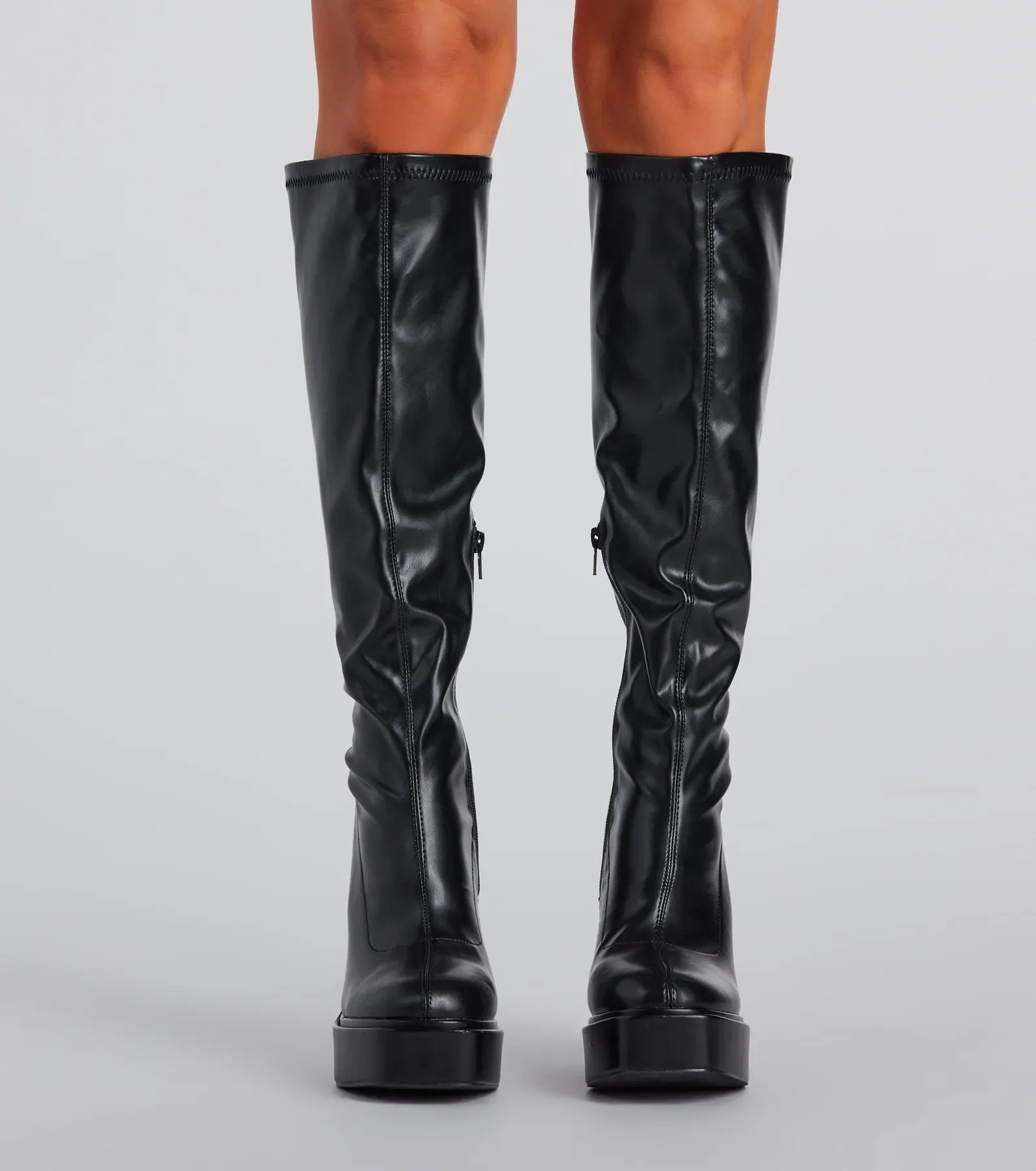 Ultimate Slay Under-The-Knee Platform Boots - Premium Faux Leather