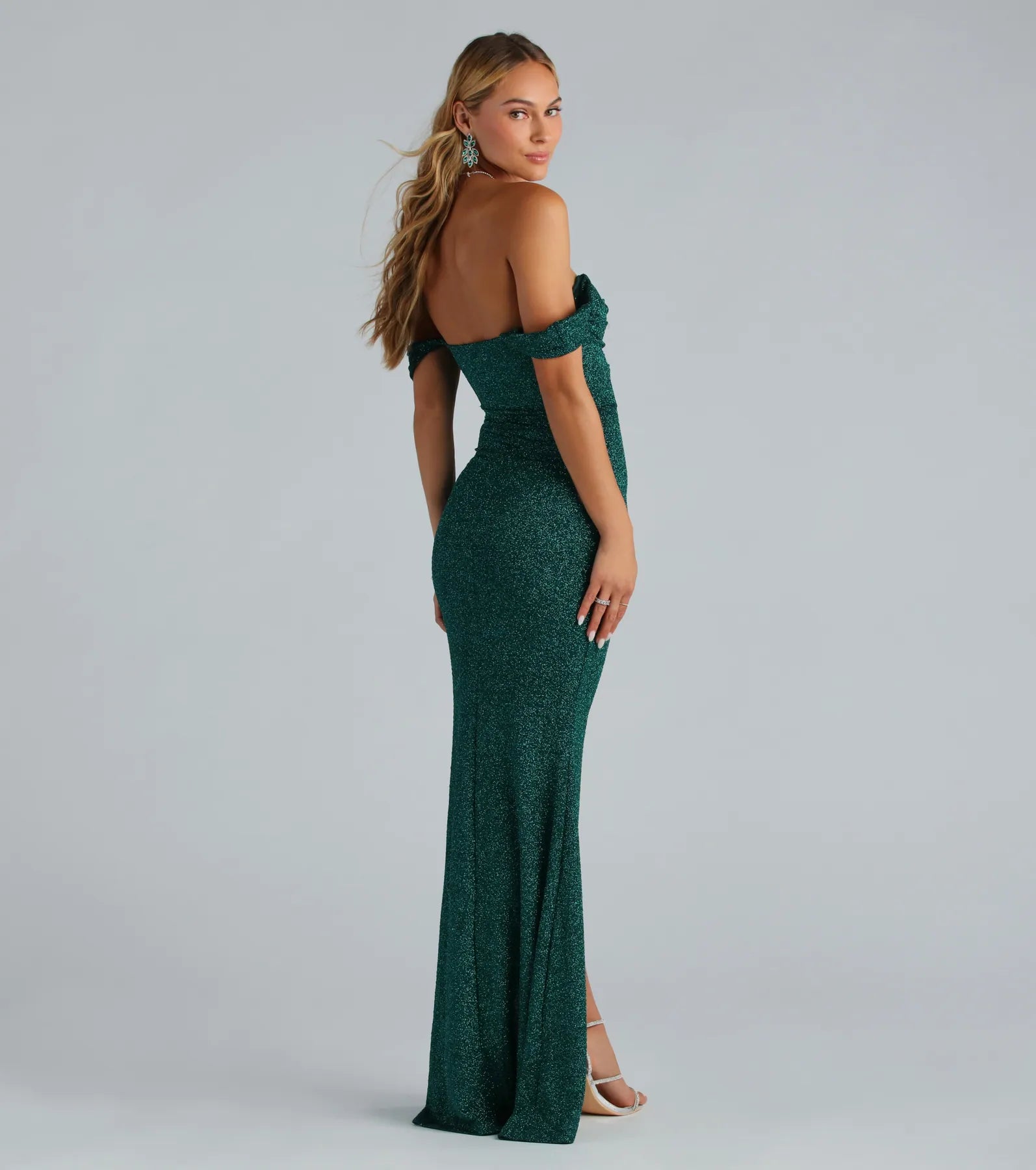 Ultimate Airlie Glitter Off-The-Shoulder Prom Dress