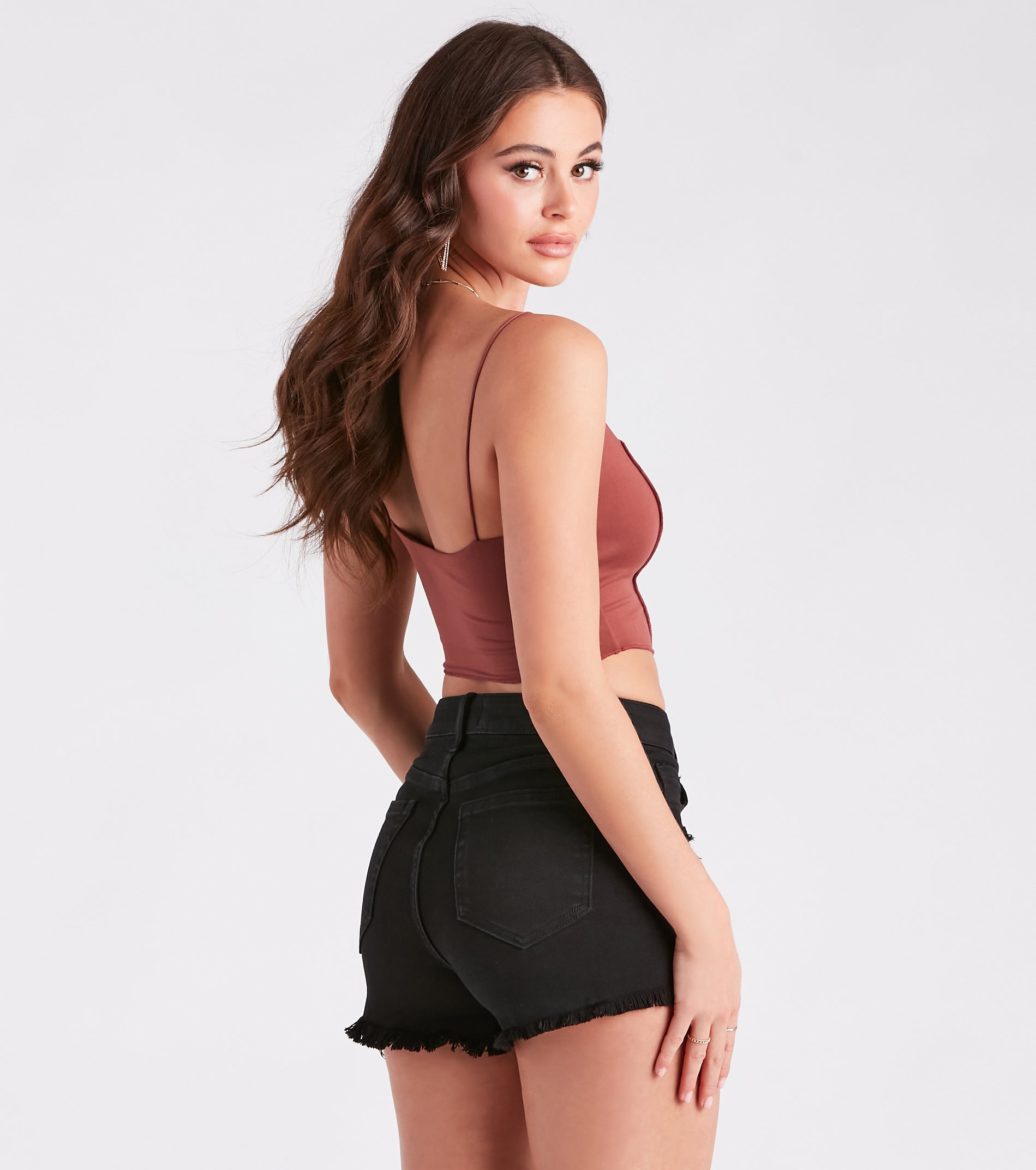 Premium Exposed Seam Crop Tank Top