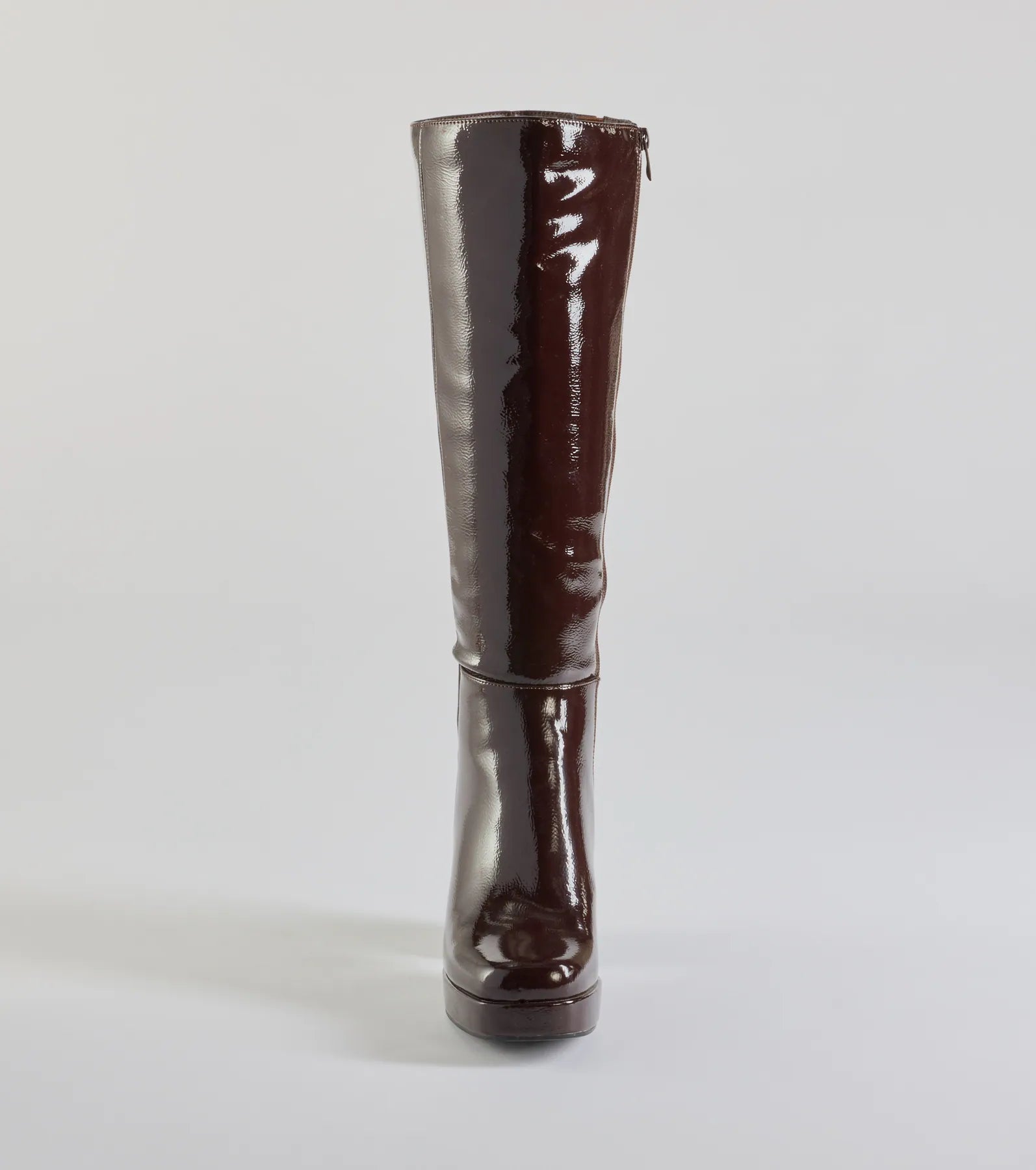 Ultimate Styling Patent Faux Leather Knee-High Platform Boots