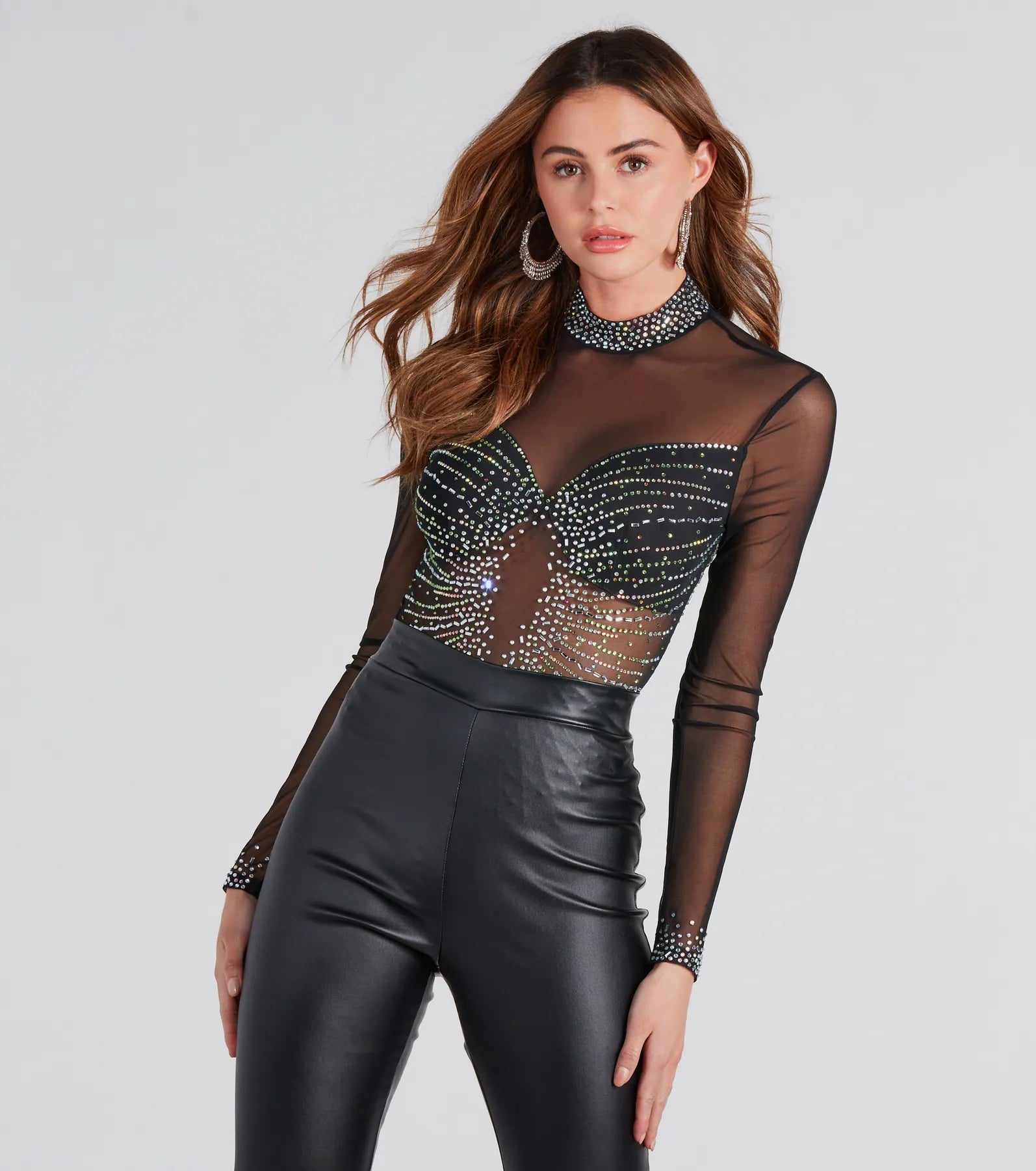 Ultimate Glam Rhinestone Mesh Bodysuit – Rising Star Edition