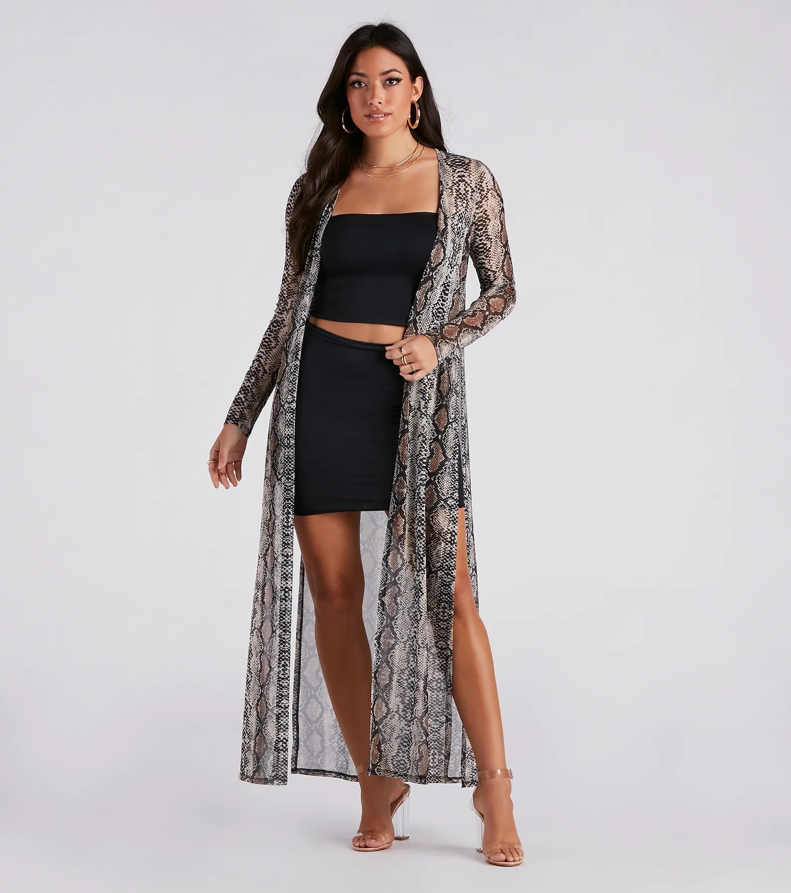 Ultimate Sultry Mesh Snake Print Duster