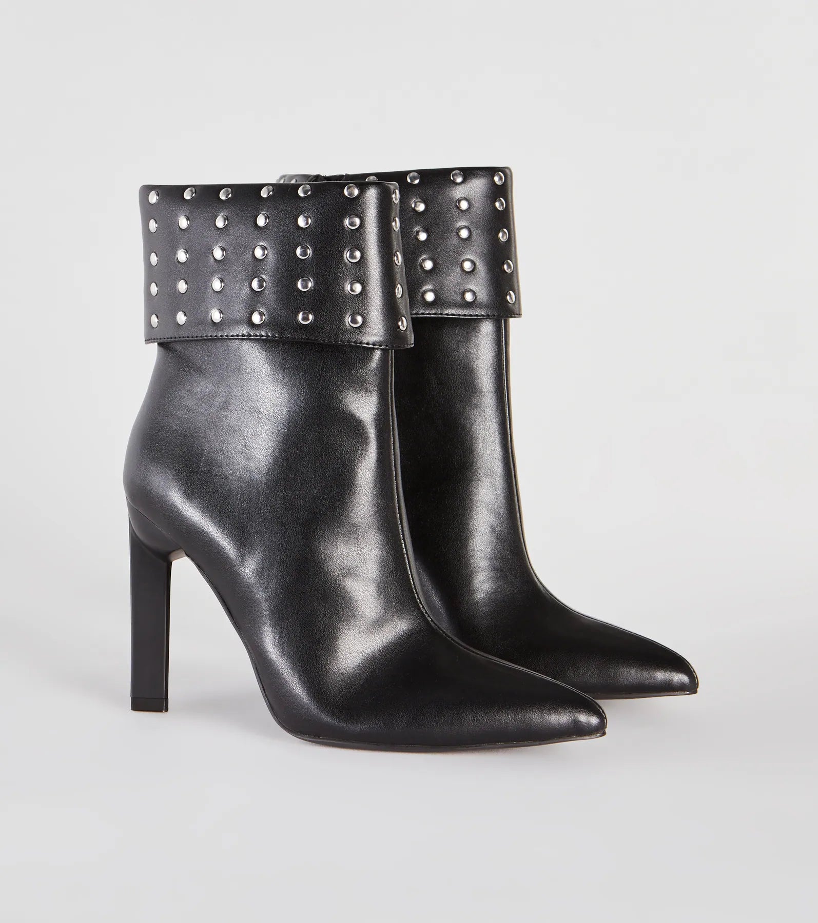 Ultimate Stylish Studded Faux Leather Stiletto Booties