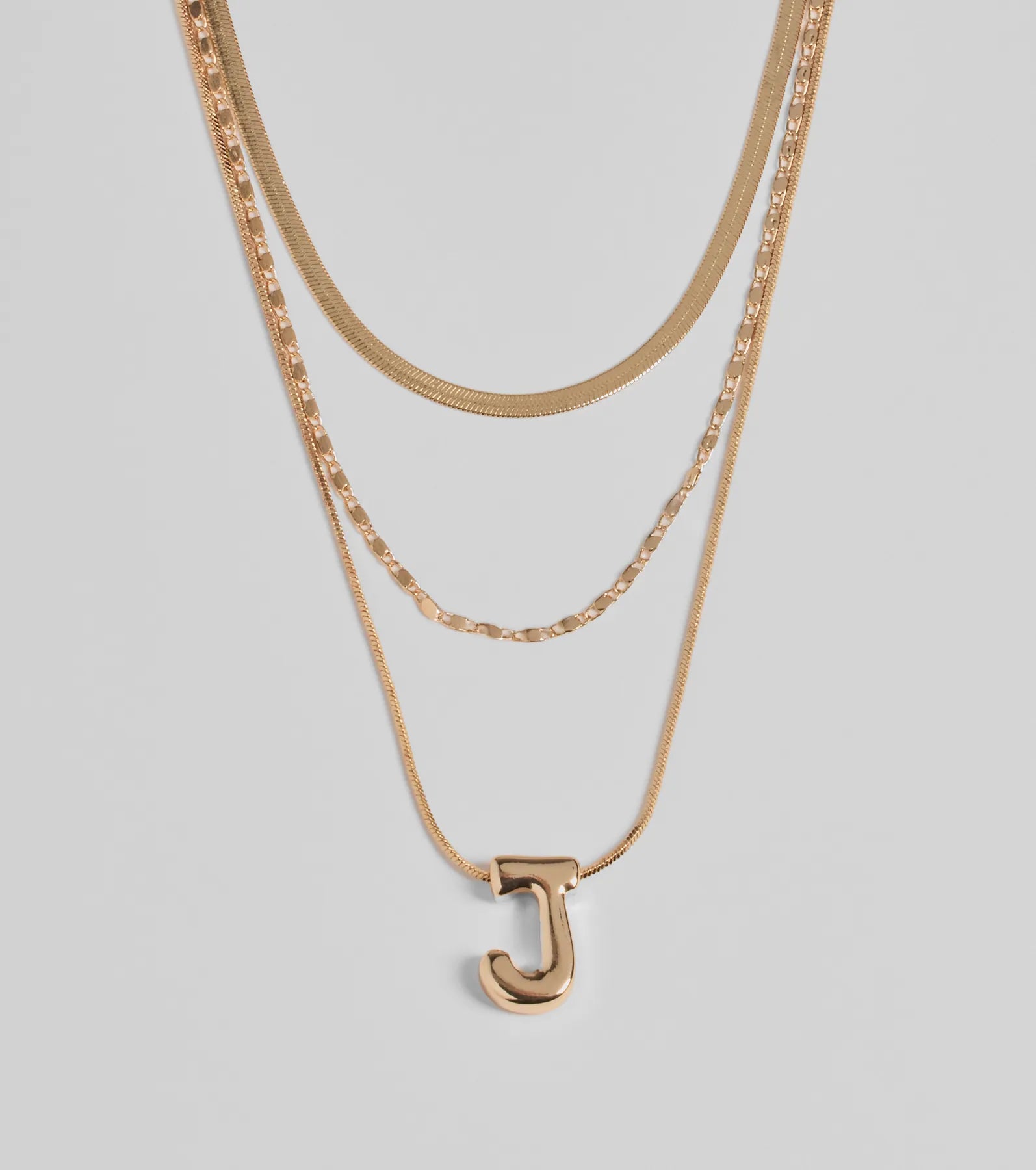 Premium J Initial Layered Bubble Necklace - Elegant Monogram Jewelry