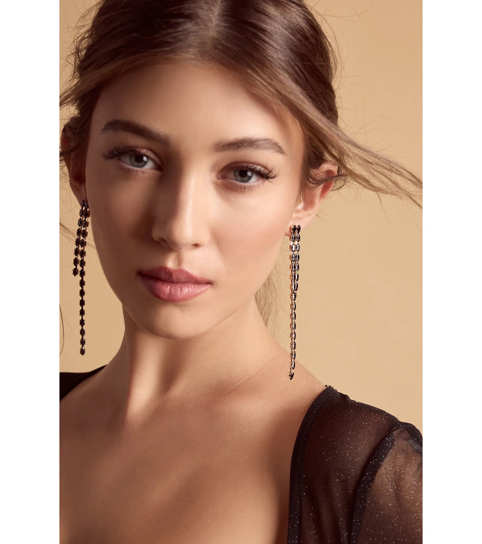 Ultimate Sleek Tiered Fringe Gemstone Earrings - Premium Elegance