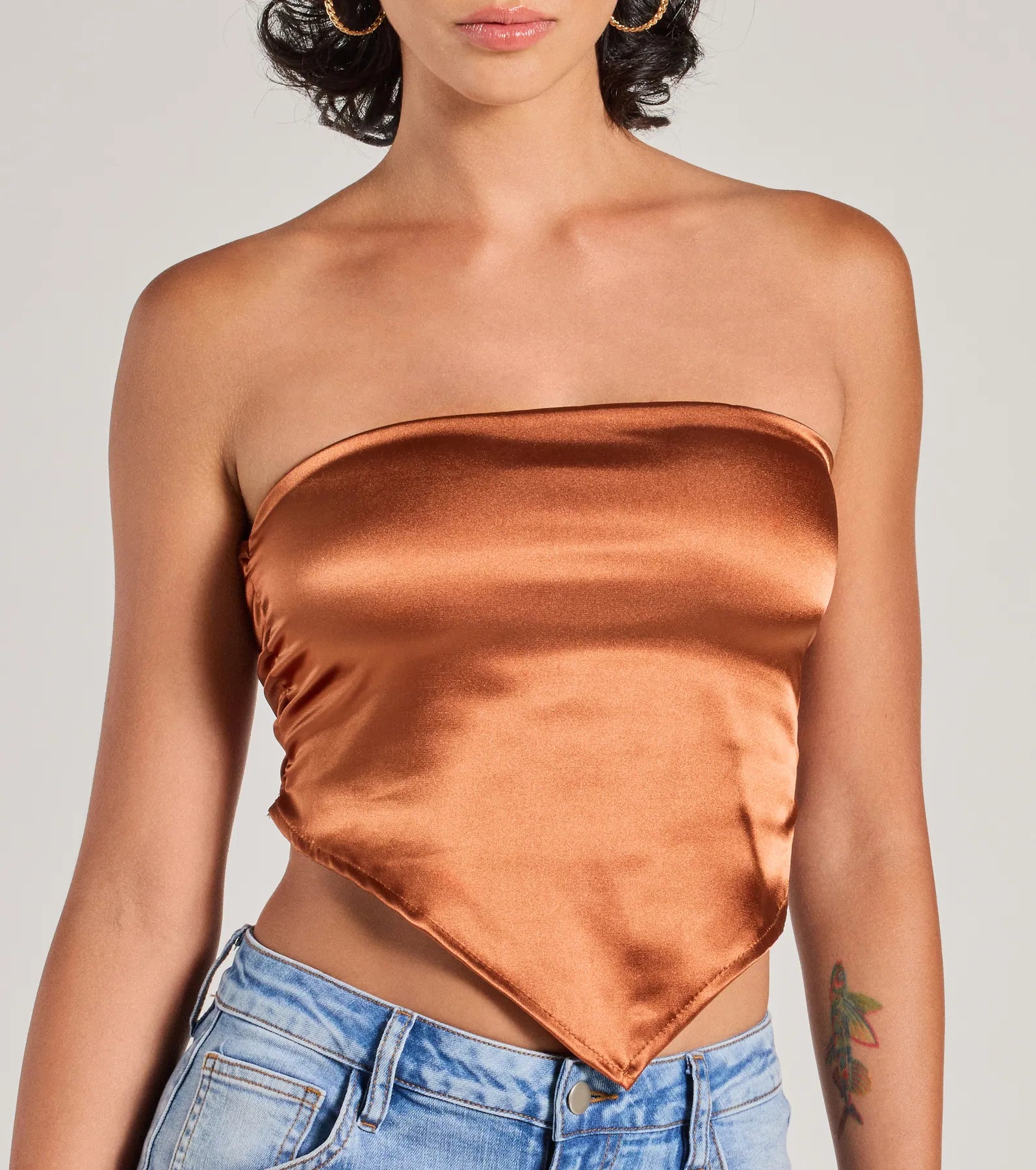 Premium Satin Cropped Tube Top - Ultimate Chic Style