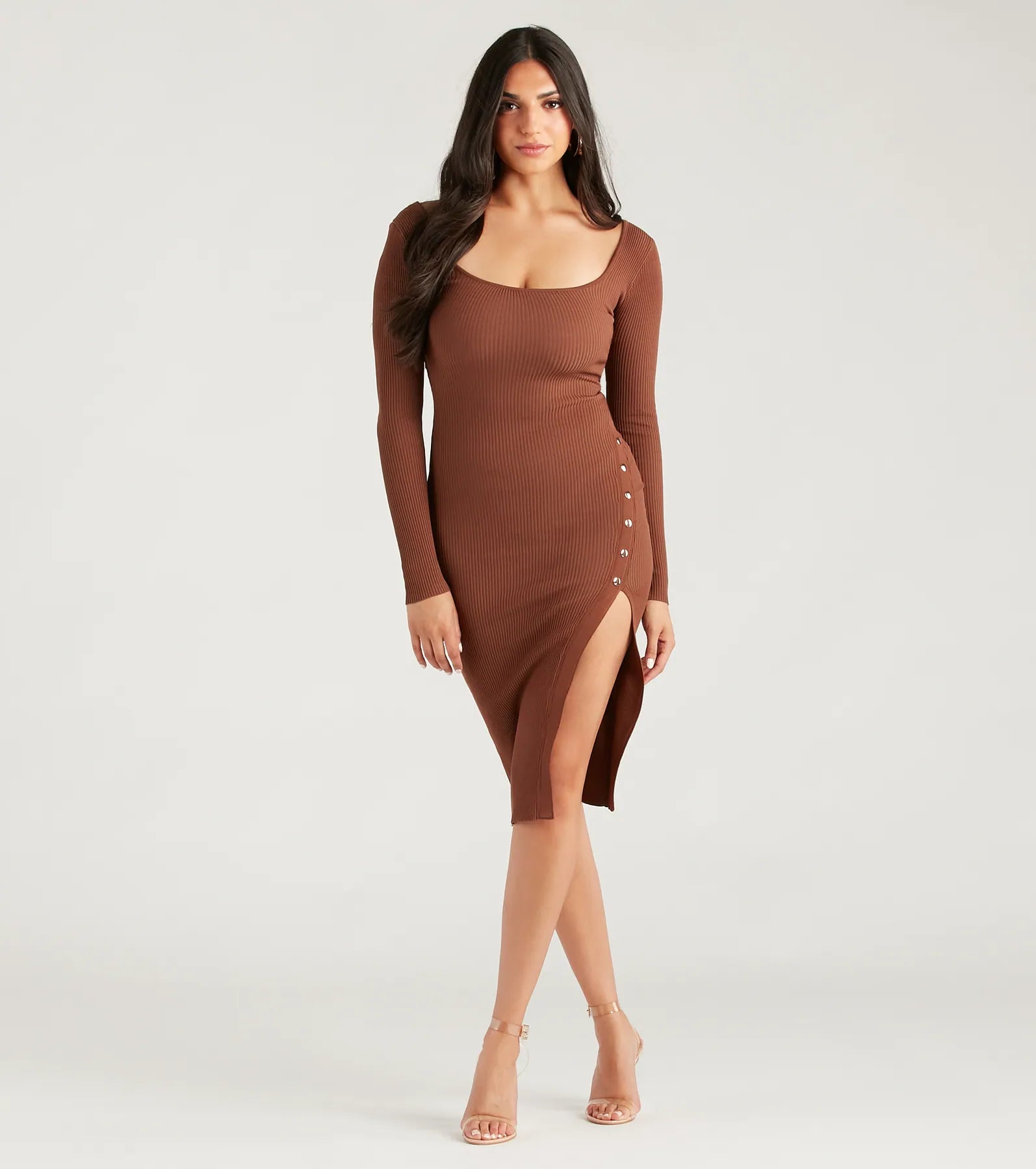 Ultimate Chic Snap Button Rib Knit Dress