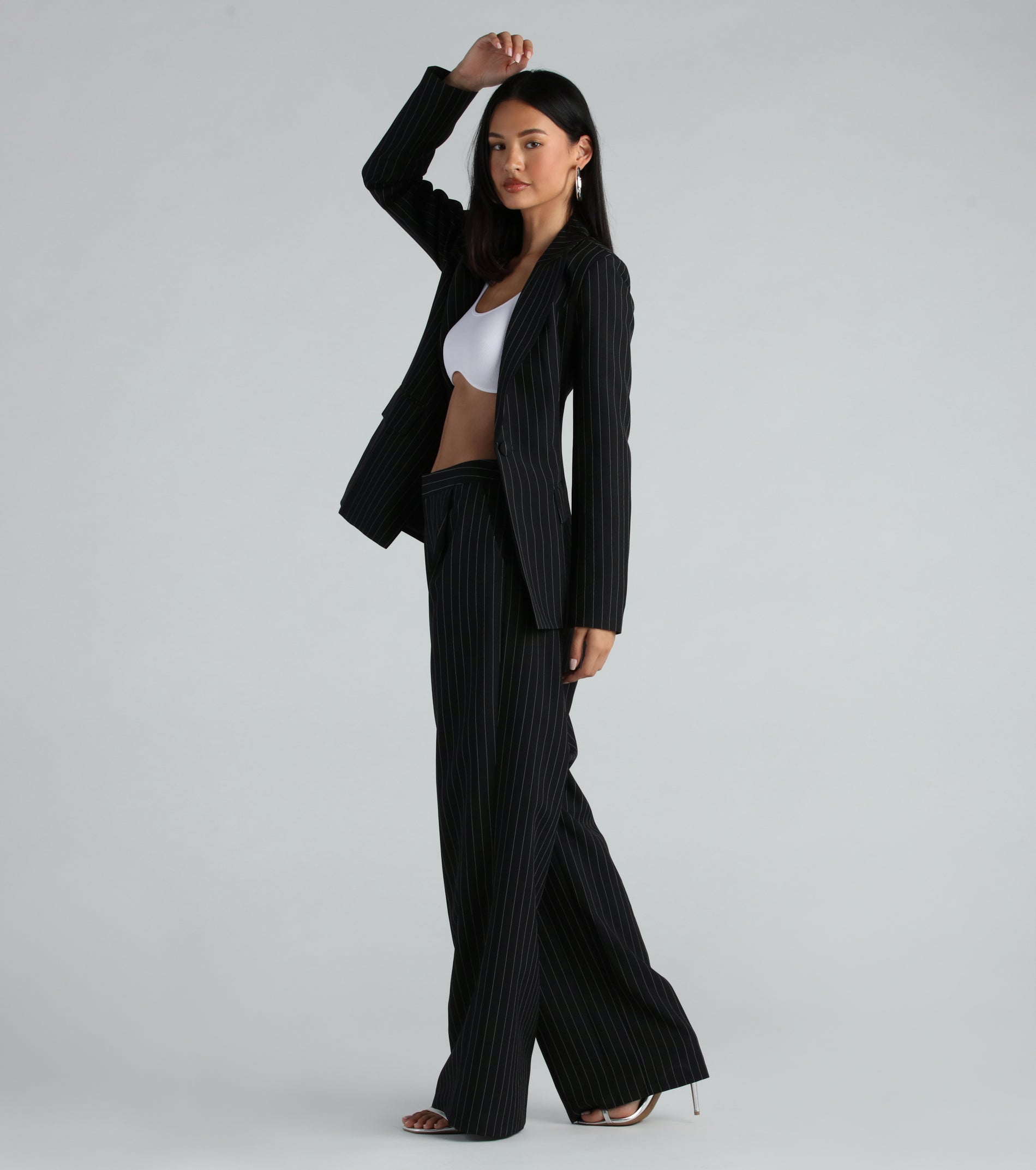 Ultimate Iconic Vibes Pinstripe Wide-Leg Pants