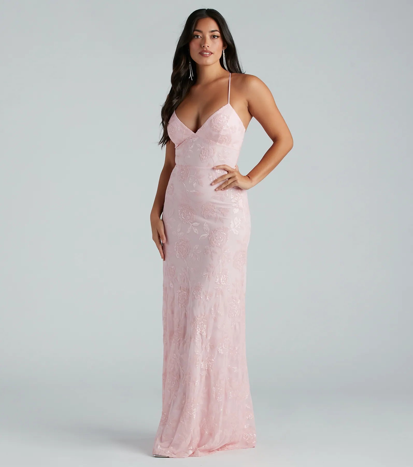 Ultimate Kleo Premium Sequin Rose Lace-Up Mermaid Dress