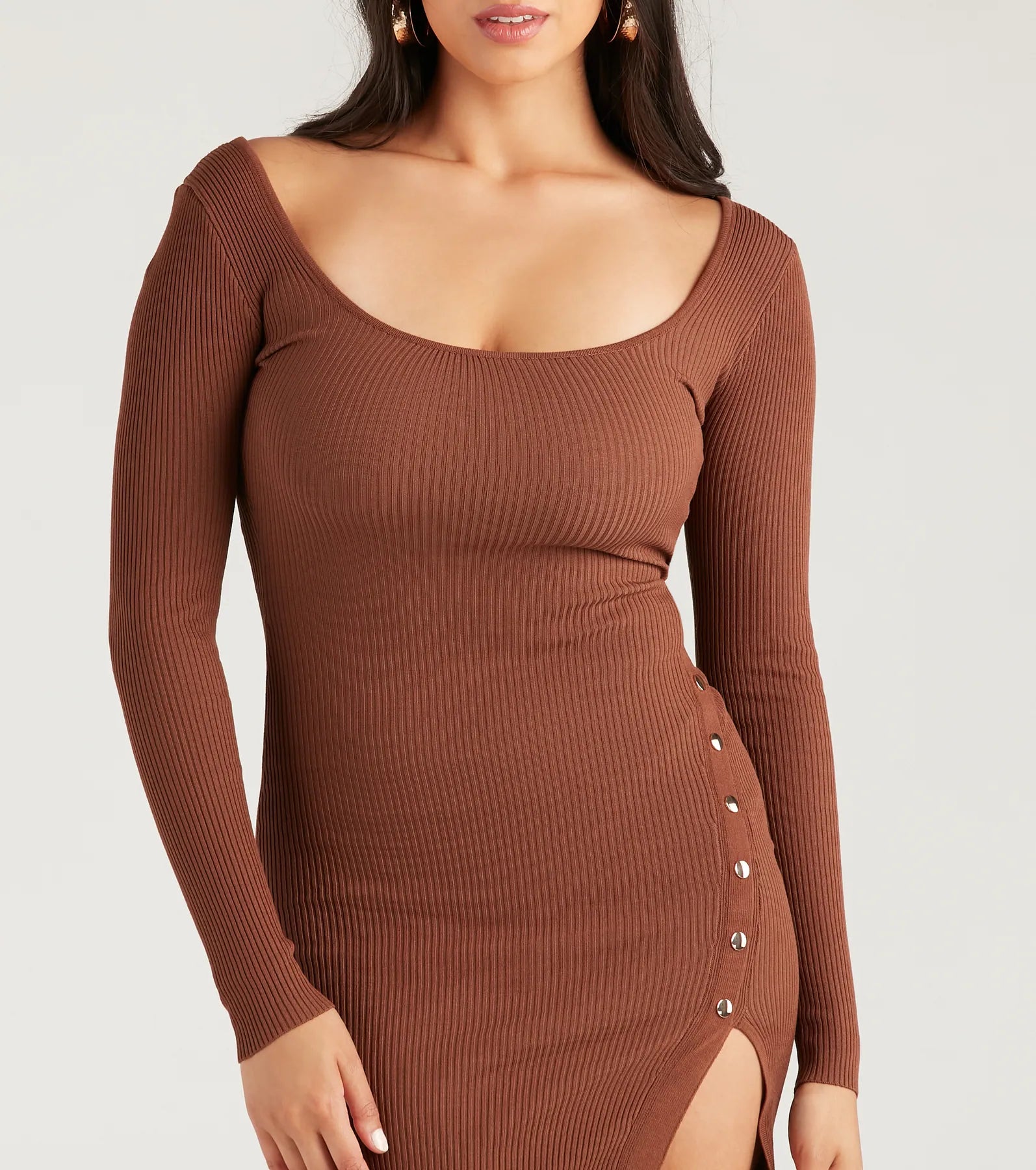 Ultimate Chic Snap Button Rib Knit Dress