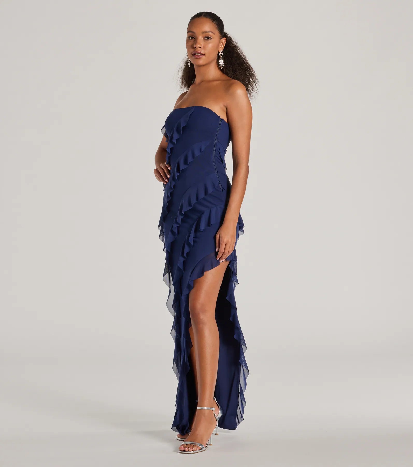 Premium Gabby Strapless Ruffle Evening Gown