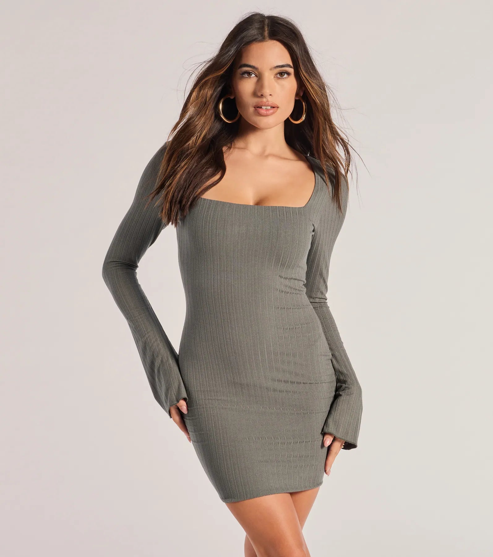 Ultimate Casual Long Sleeve Ribbed Knit Dress