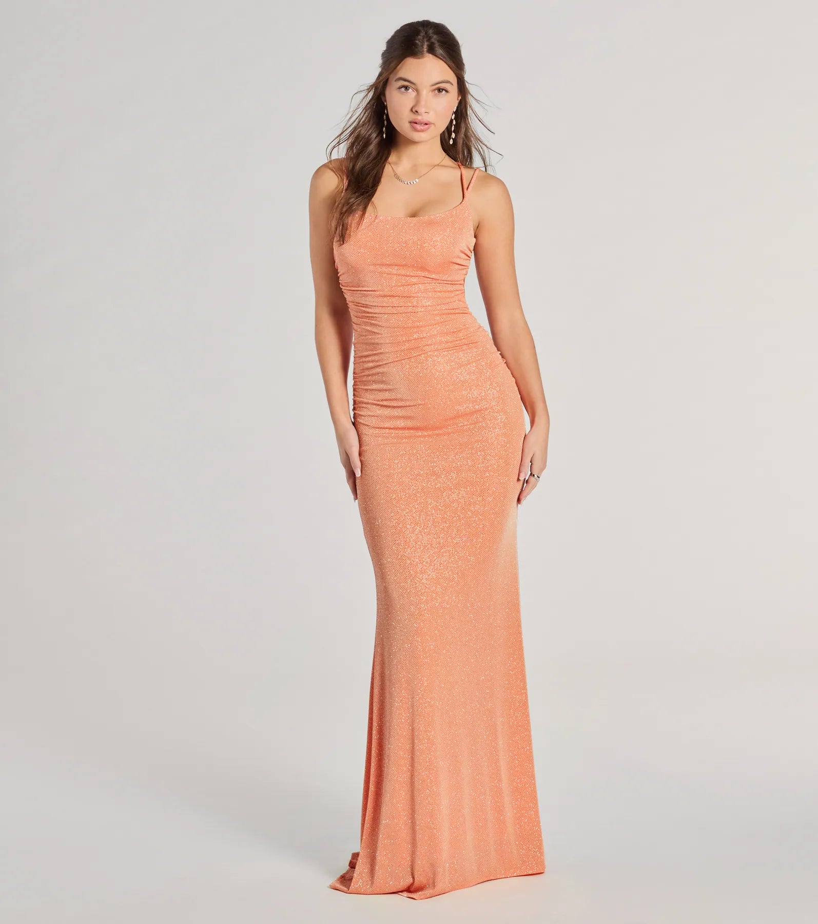 Premium Rylie Glitter Lace-Up Evening Gown